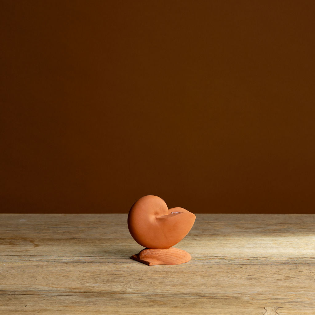 Terracotta Nautilus Candle Stick Holder