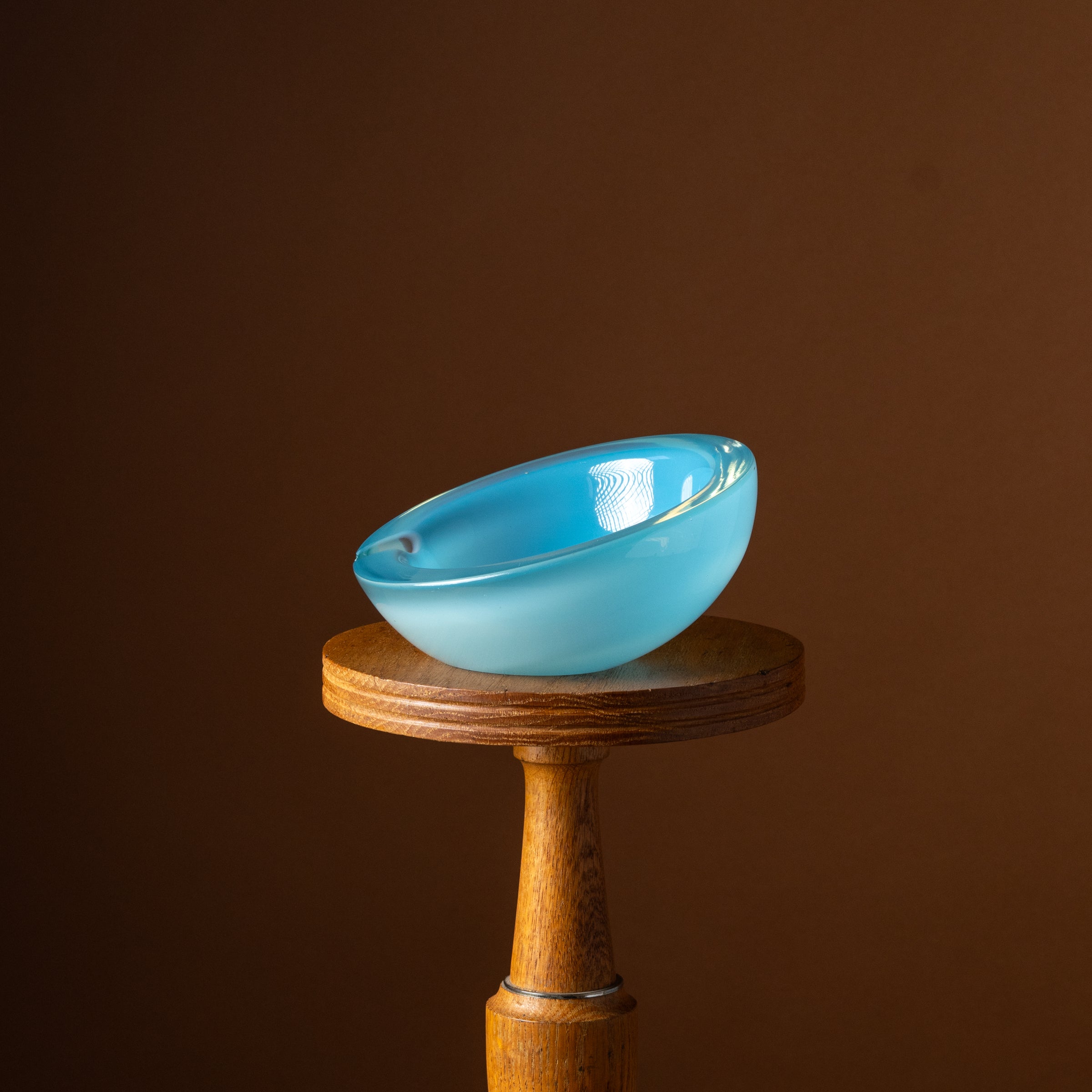 Celeste Blue Slanted Dome Murano Glass Ashtray
