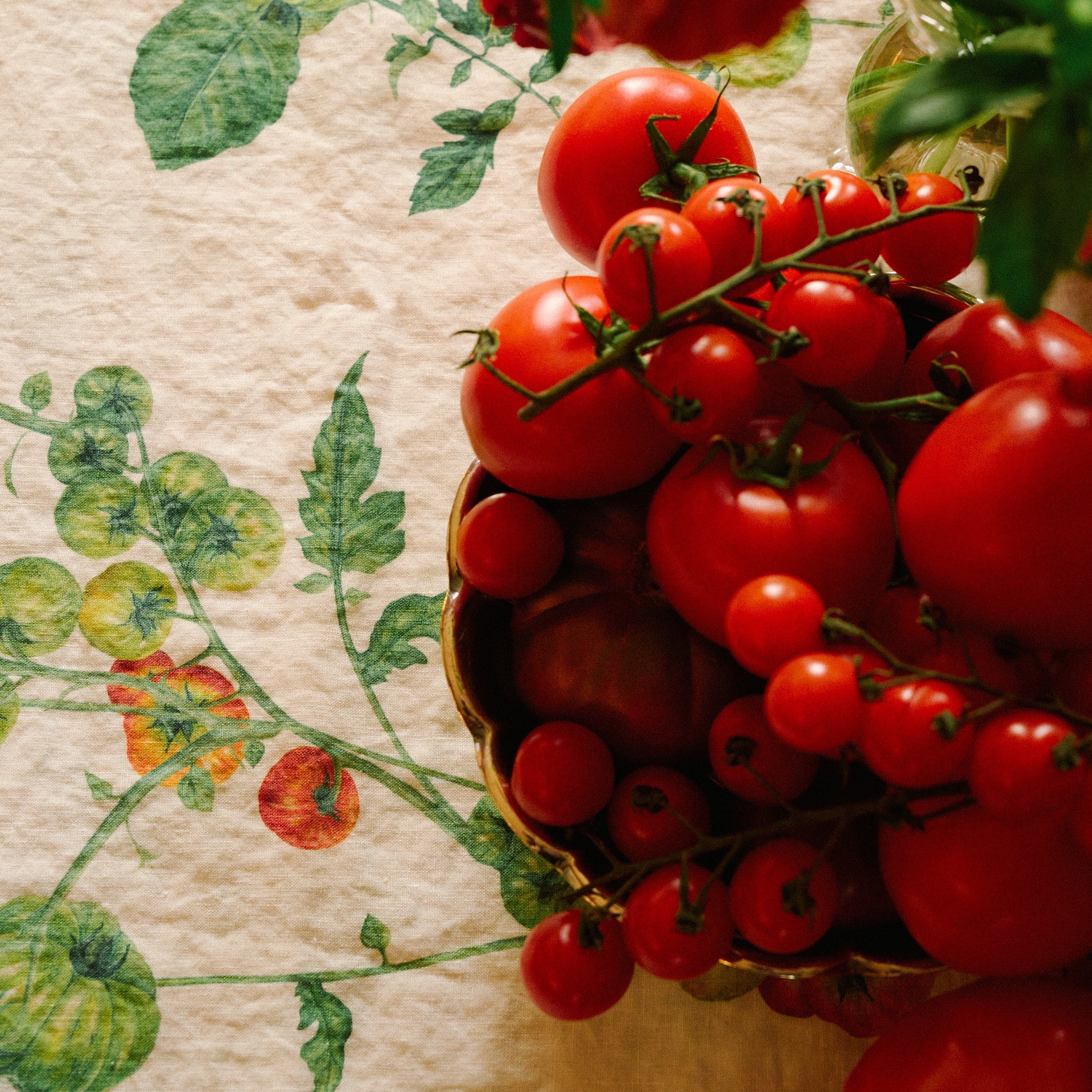 Tomato Verte Linen Tablecloth