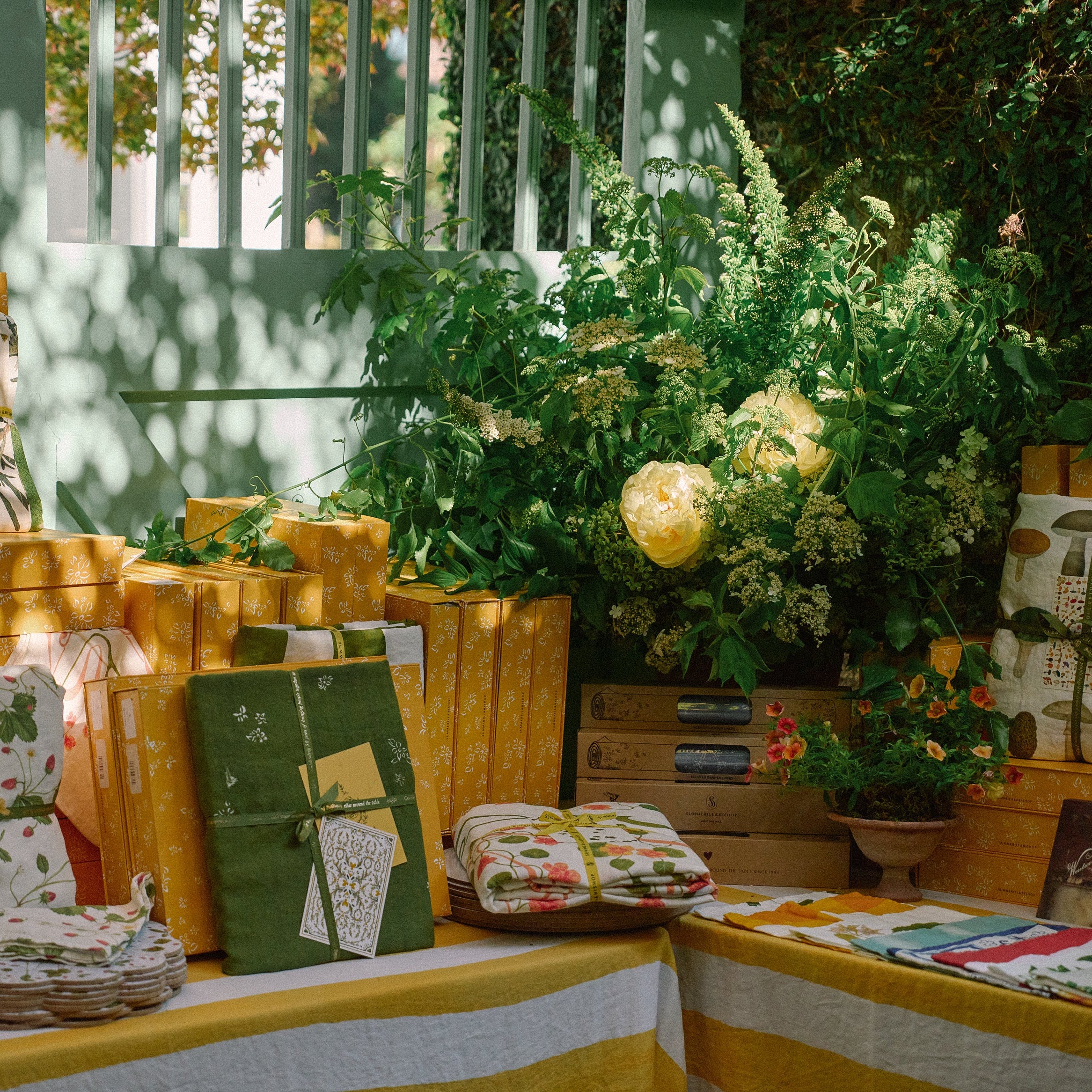 Stripe Linen Tablecloth Lemon Yellow