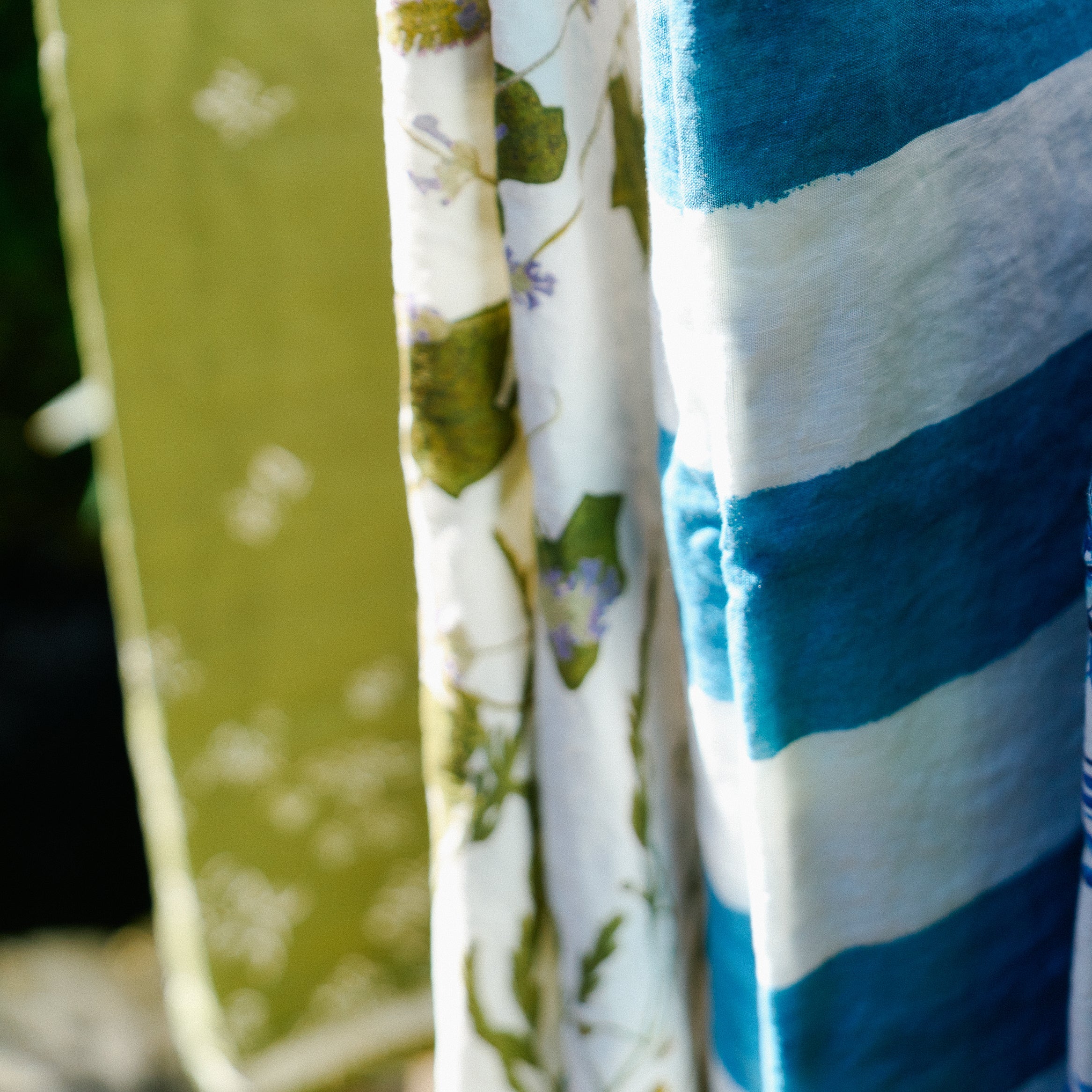 Stripe Linen Tablecloth Sky Blue
