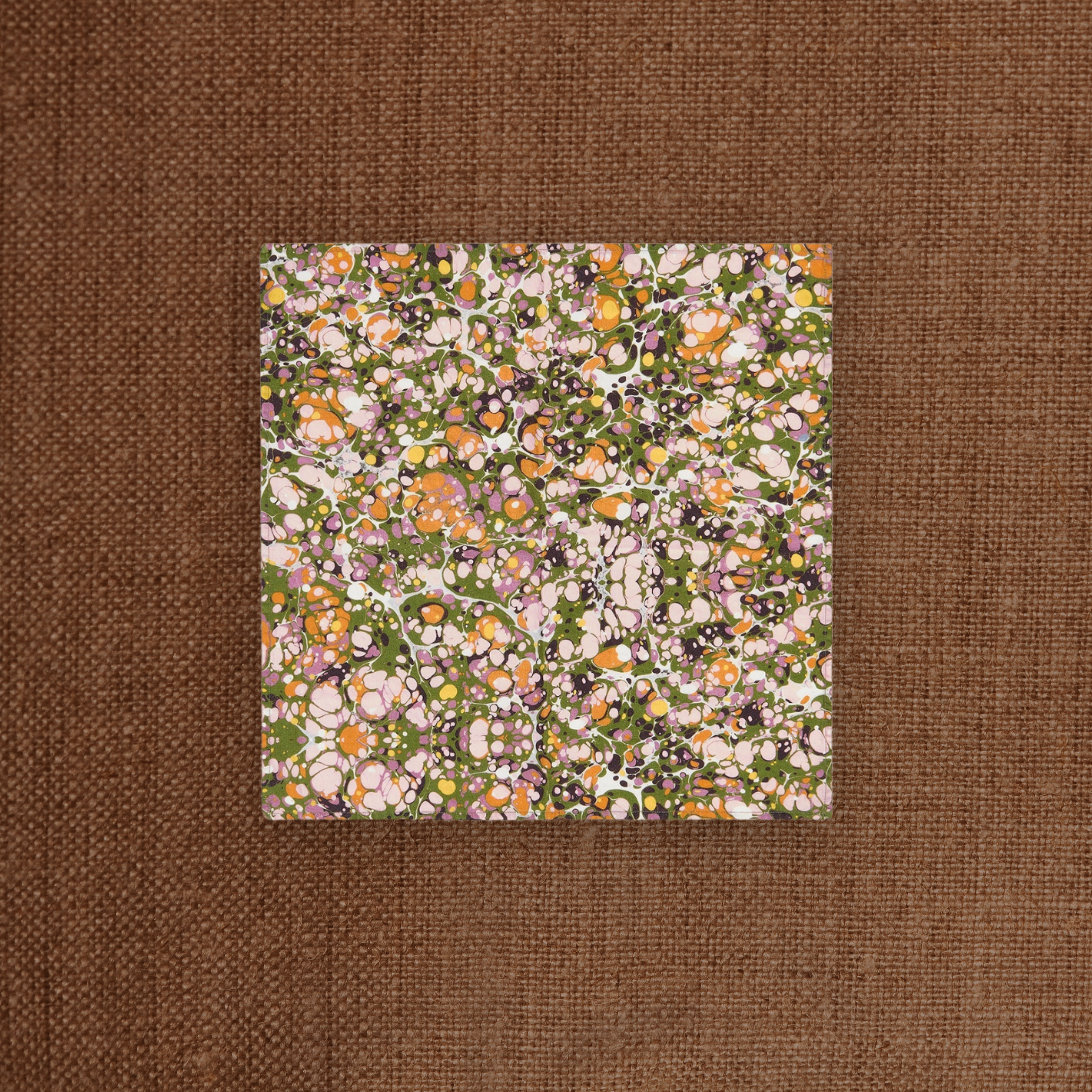 Marble Linen Napkin Green, Rose Pink & Orange