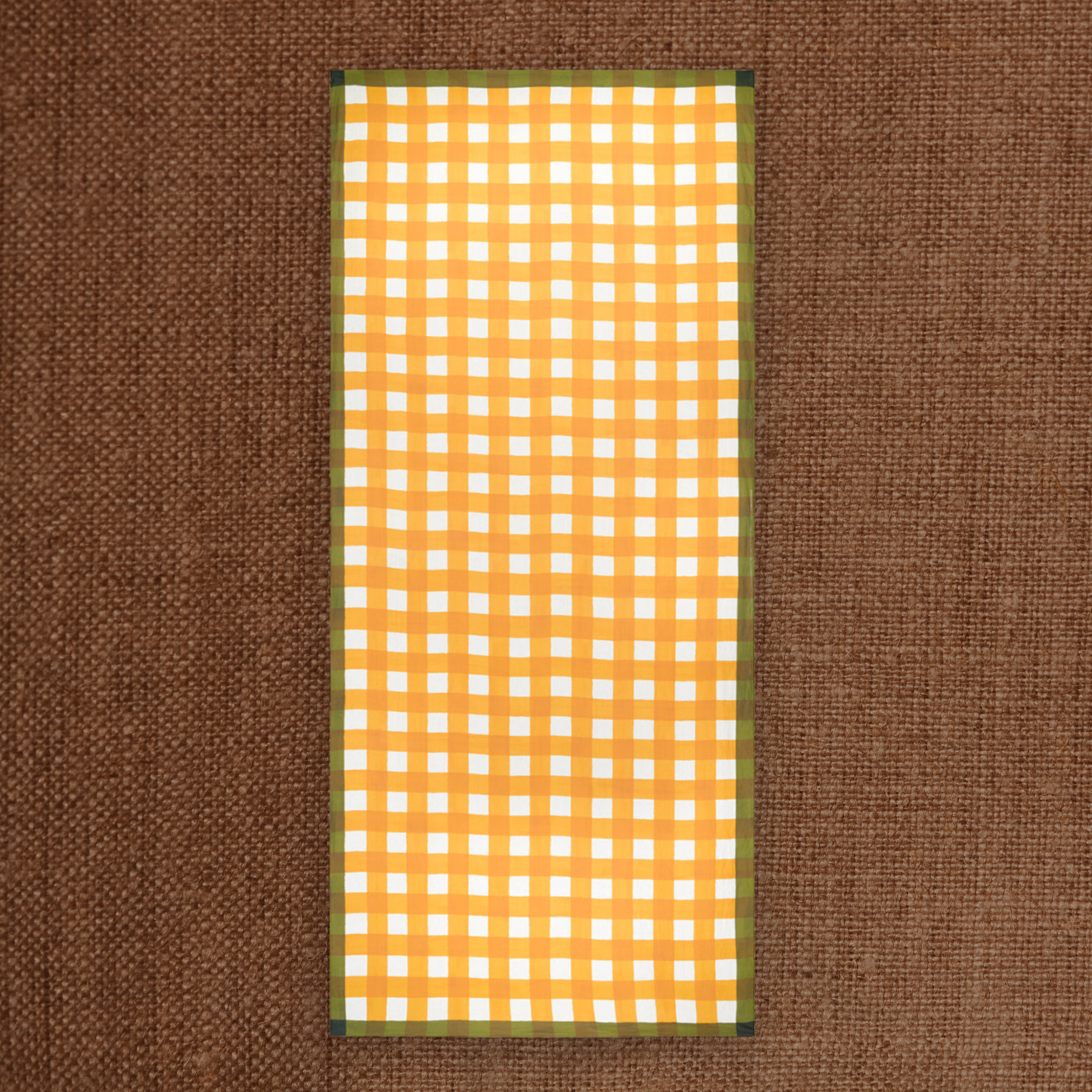 Gingham Linen Tablecloth Yellow Medium