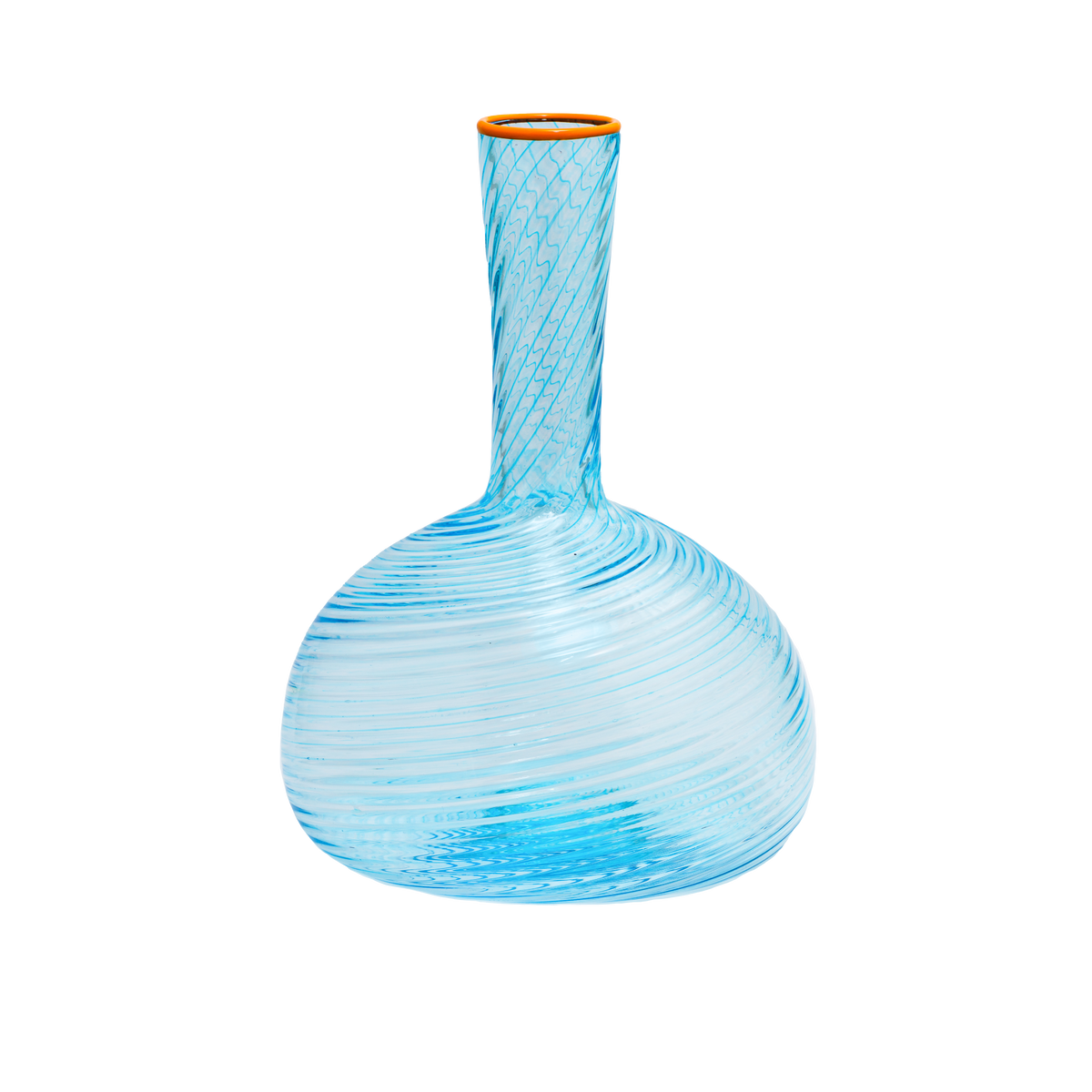 Fizzy Blue Wine Decanter with Orange Rim