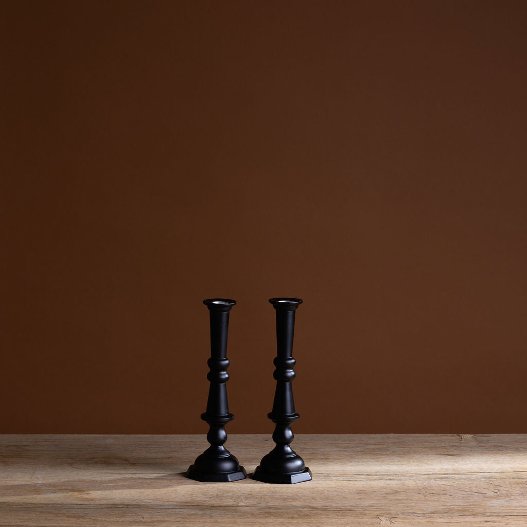No. 2 Black Lacquered Georgian Candlestick