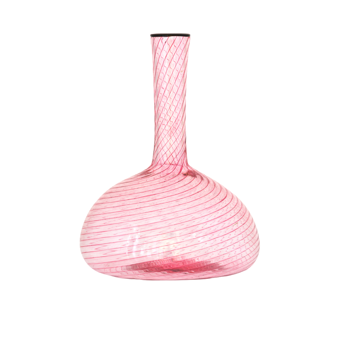 Fizzy Pink Wine Decanter with Black Rim
