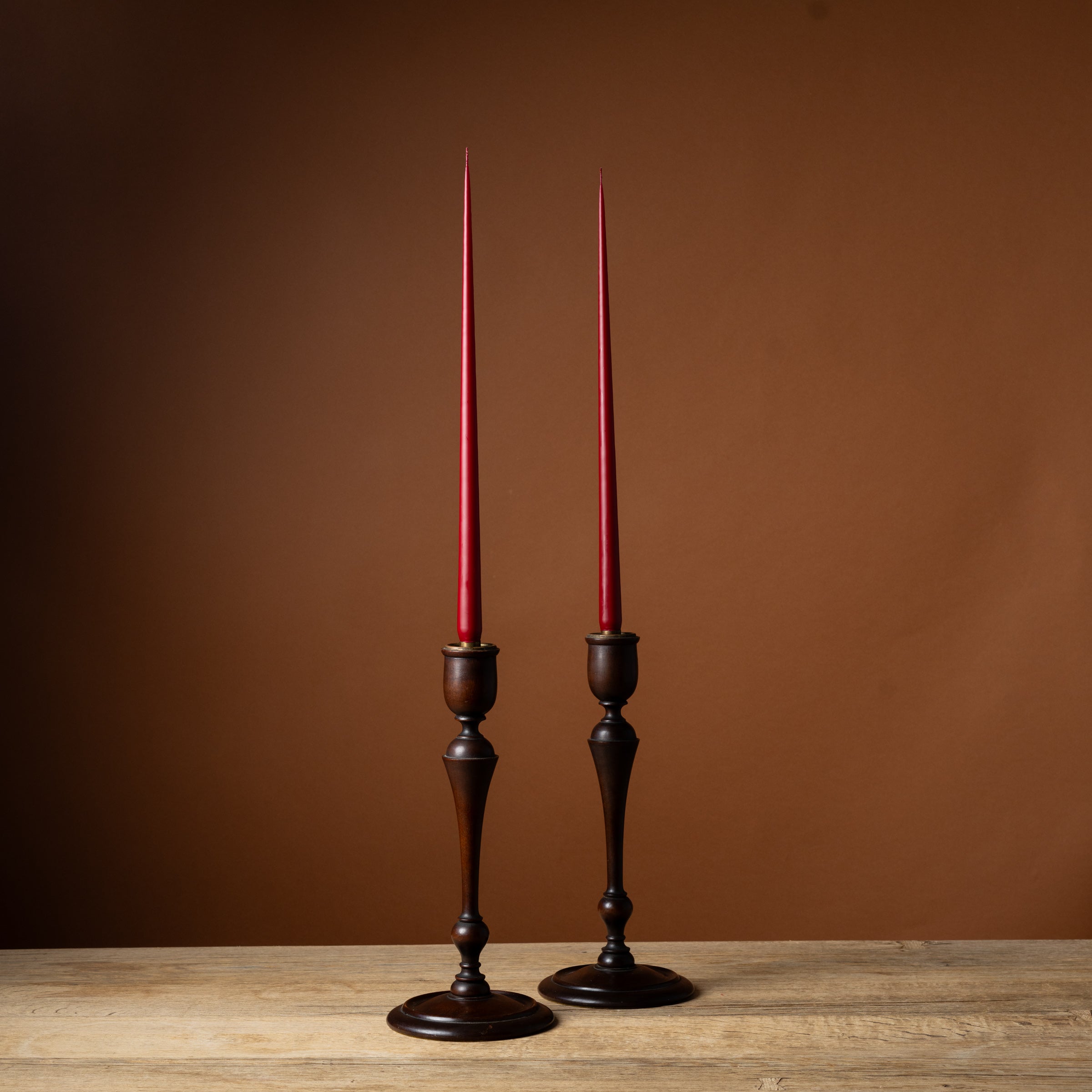 Pair of English Mahogany Candlesticks