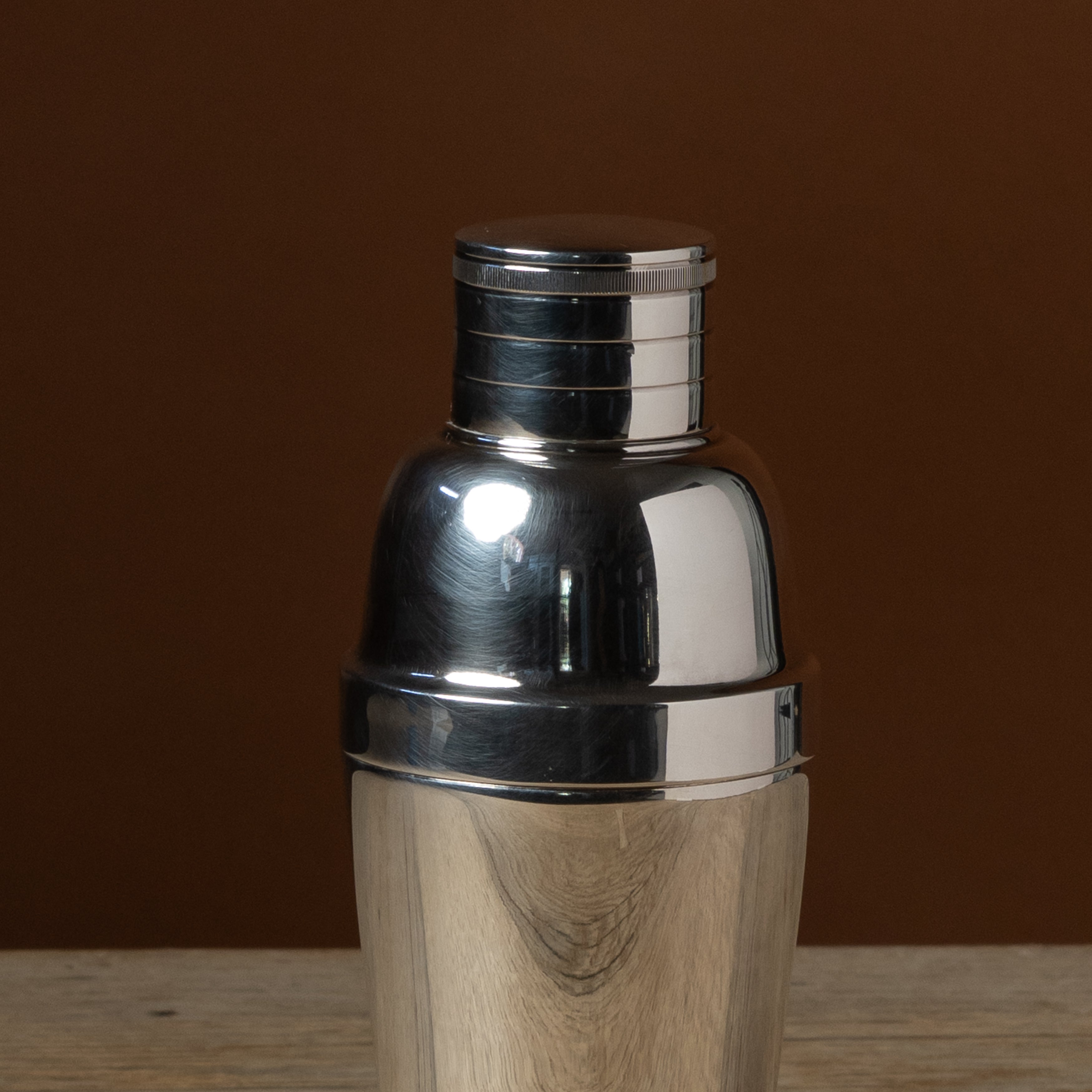 Vintage Reeded Cap Silver Cocktail Shaker