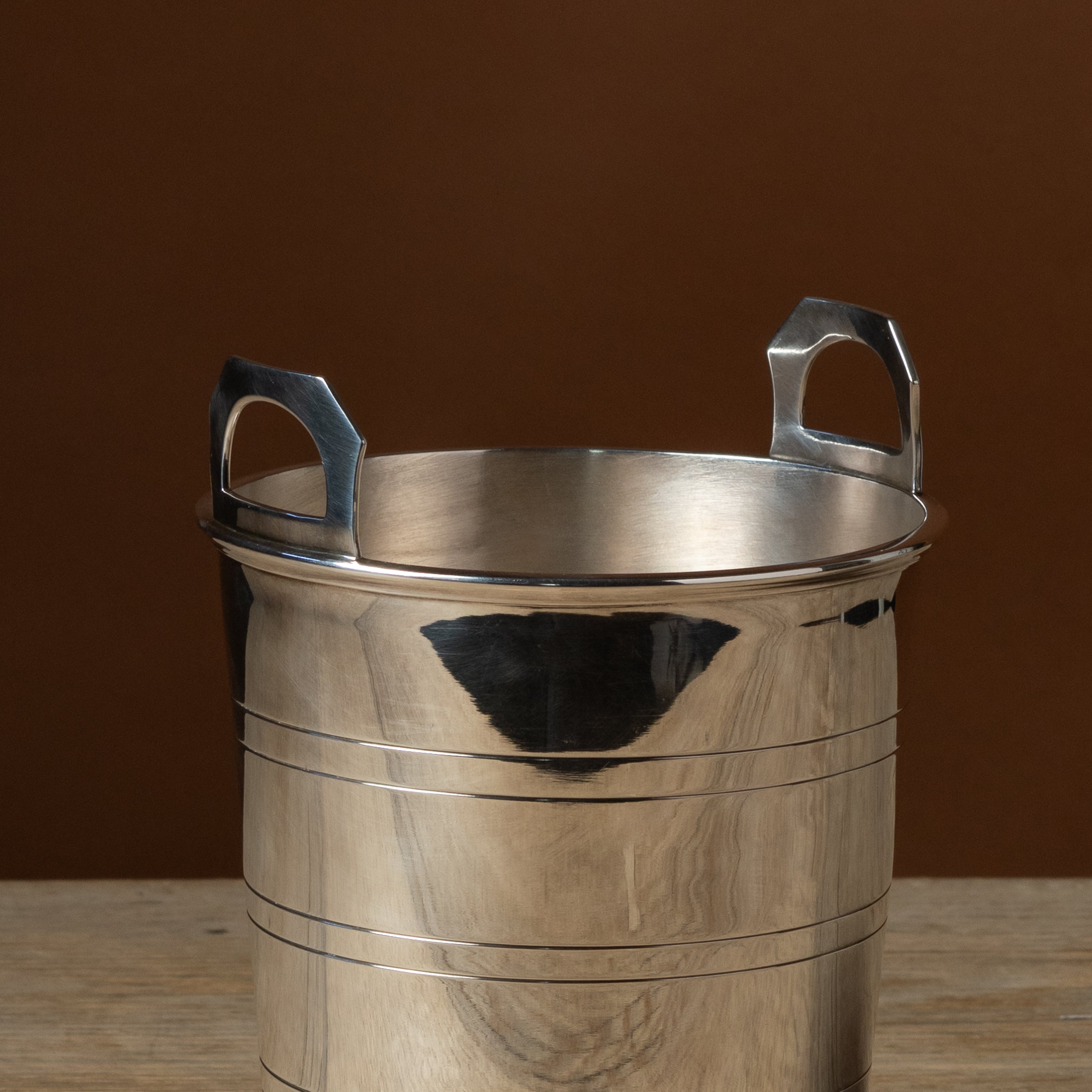 Vintage Silver Banded Champagne Bucket with Tab Handles