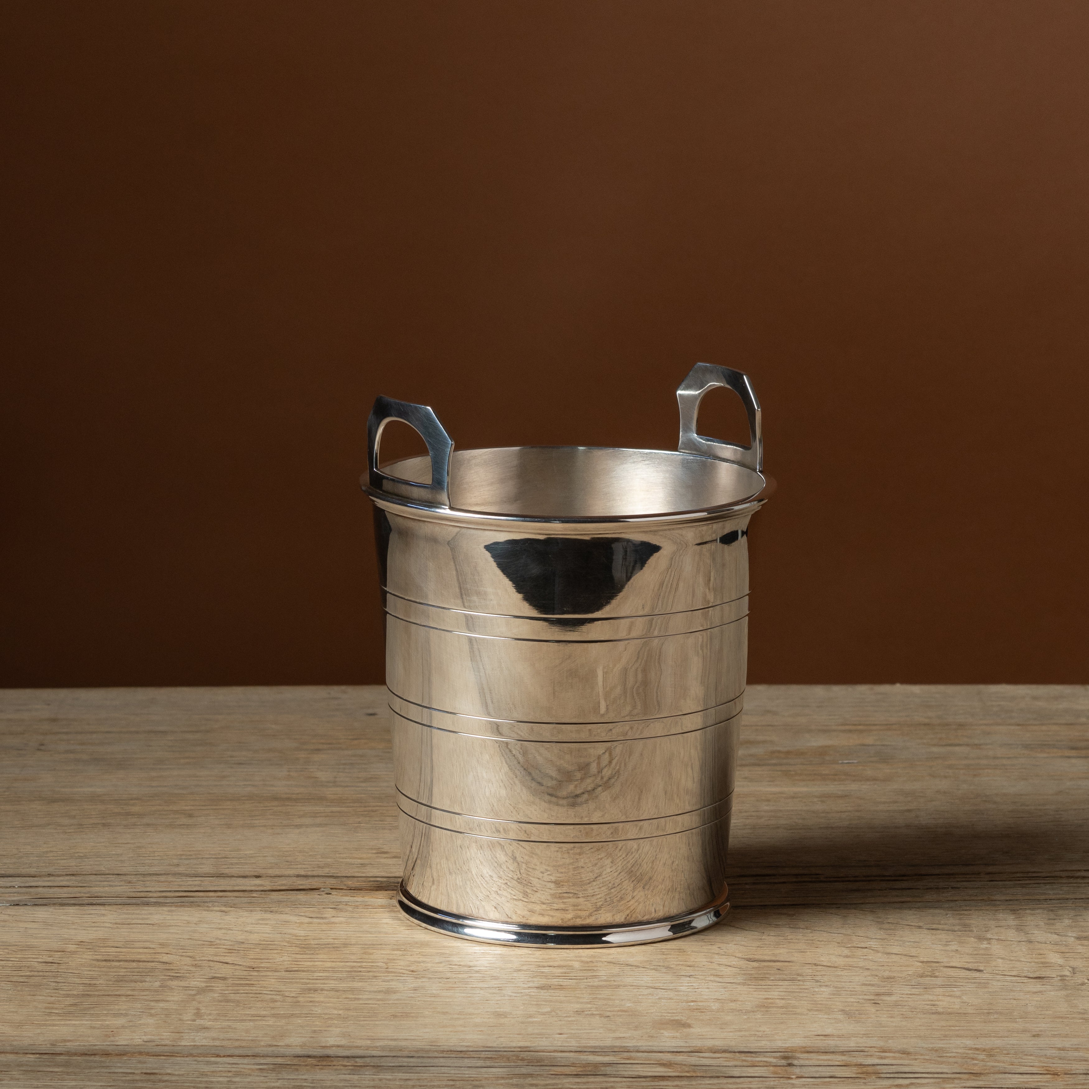 Vintage Silver Banded Champagne Bucket with Tab Handles