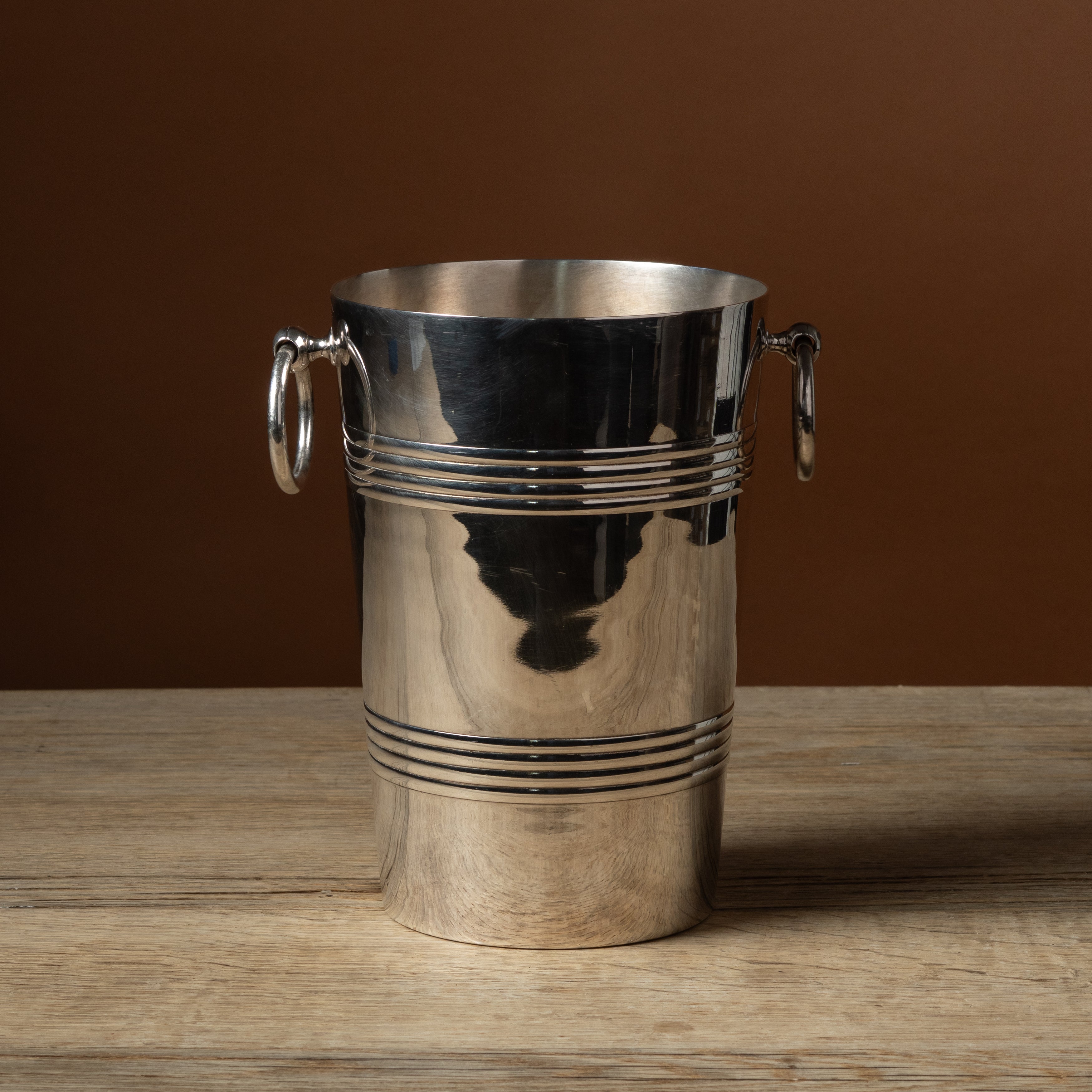 Vintage Tall Silver Champagne Bucket with Ring Handles