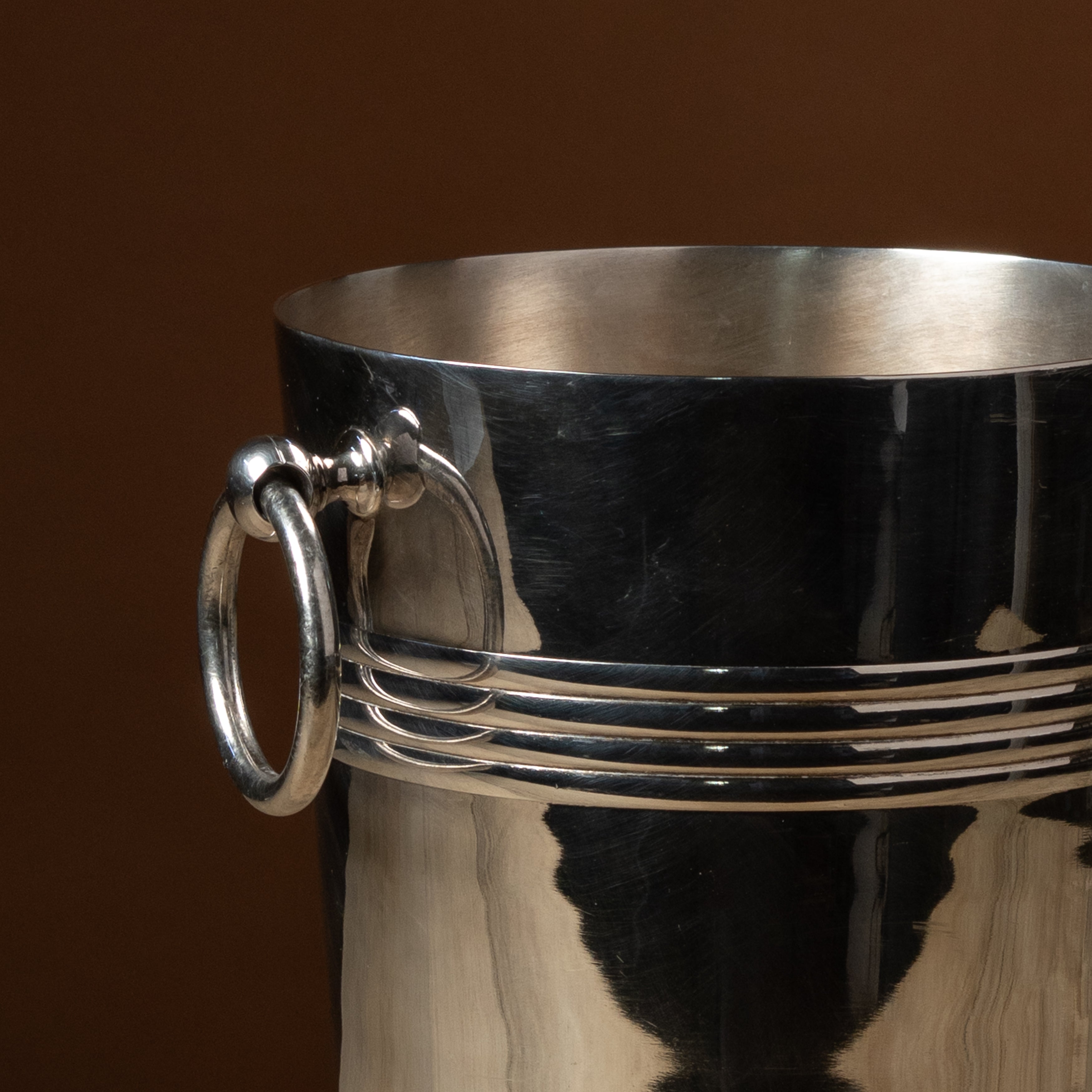 Vintage Tall Silver Champagne Bucket with Ring Handles