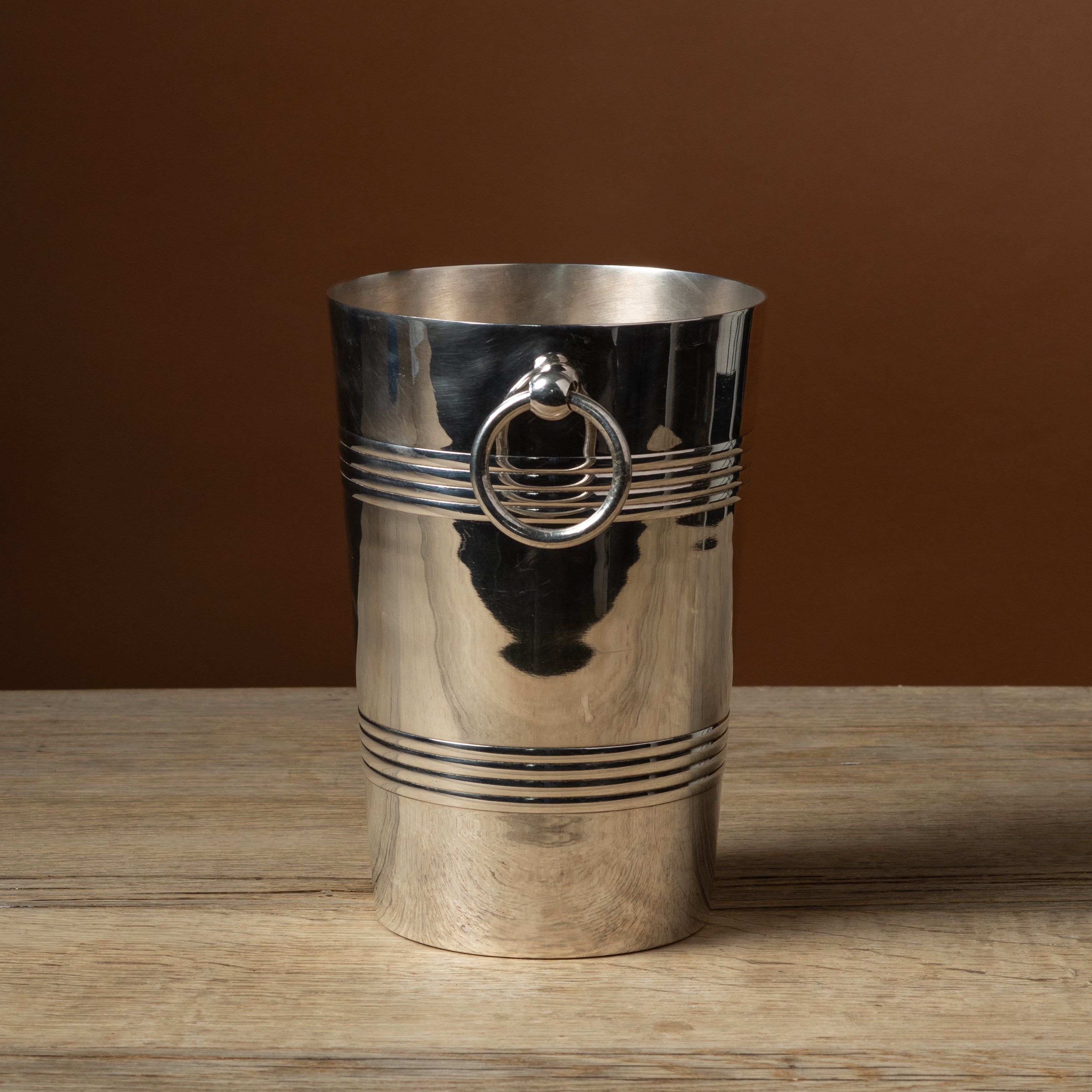 Vintage Tall Silver Champagne Bucket with Ring Handles