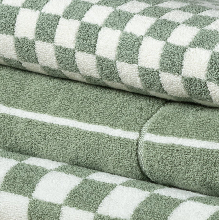 Josephine Hand Towel in Sage & Chalk