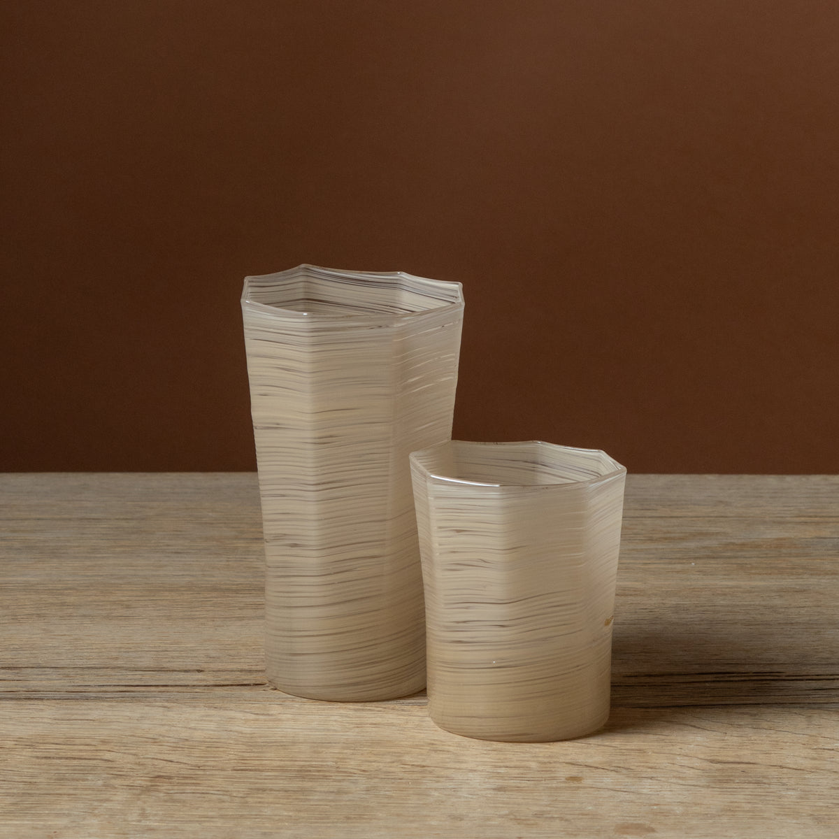 Beige Octagonal Short Glass
