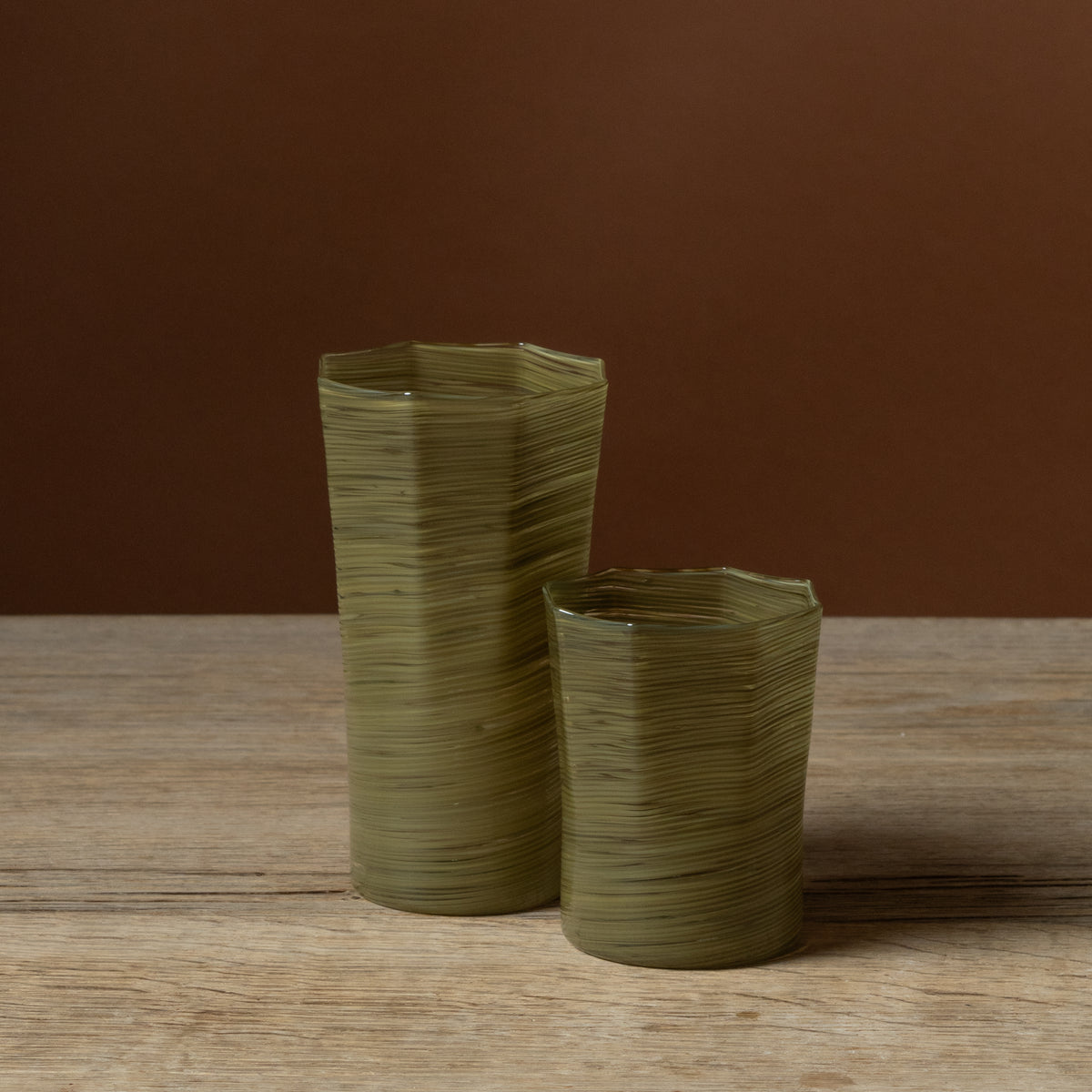Olive Octagonal Short Glass