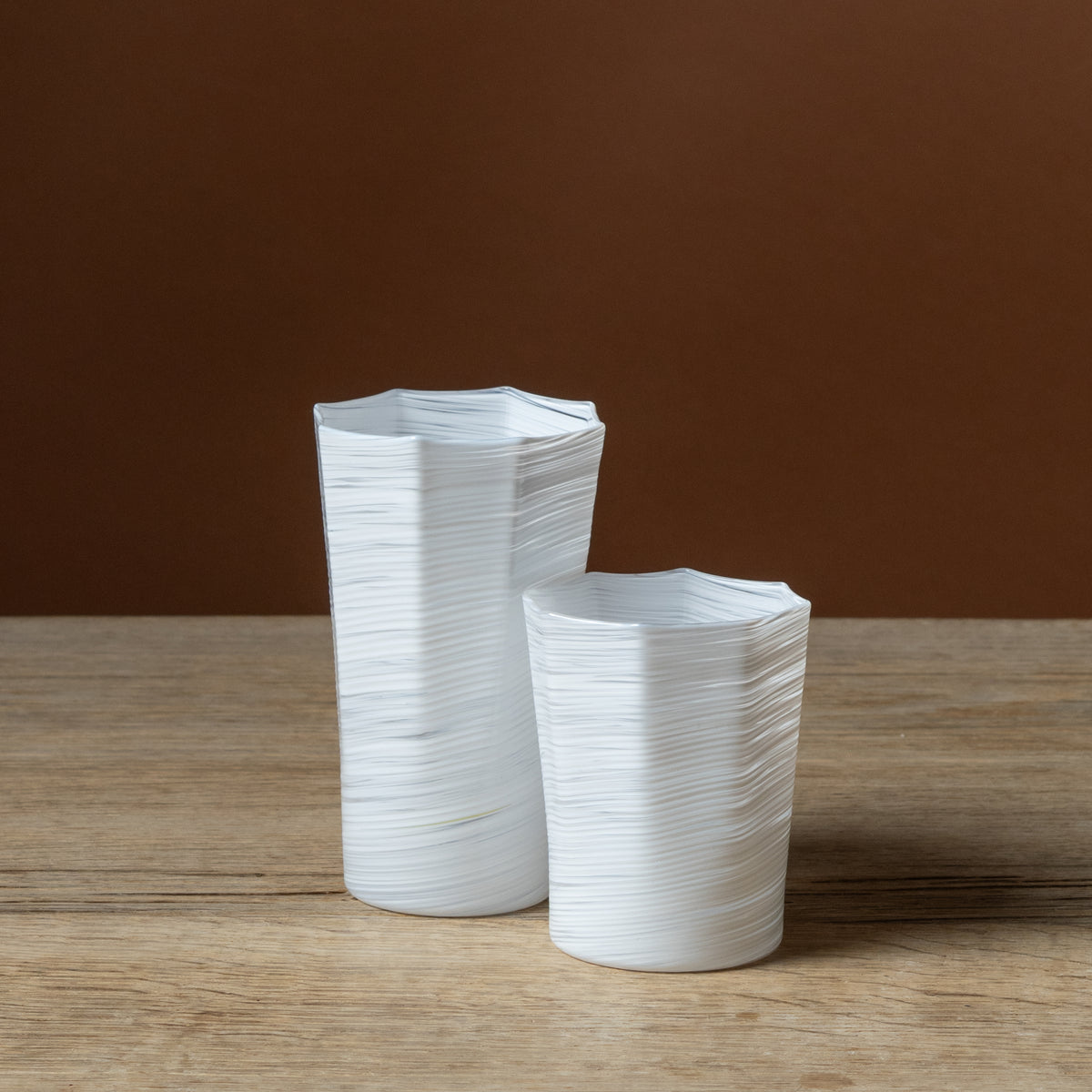 White Octagonal Short Glass