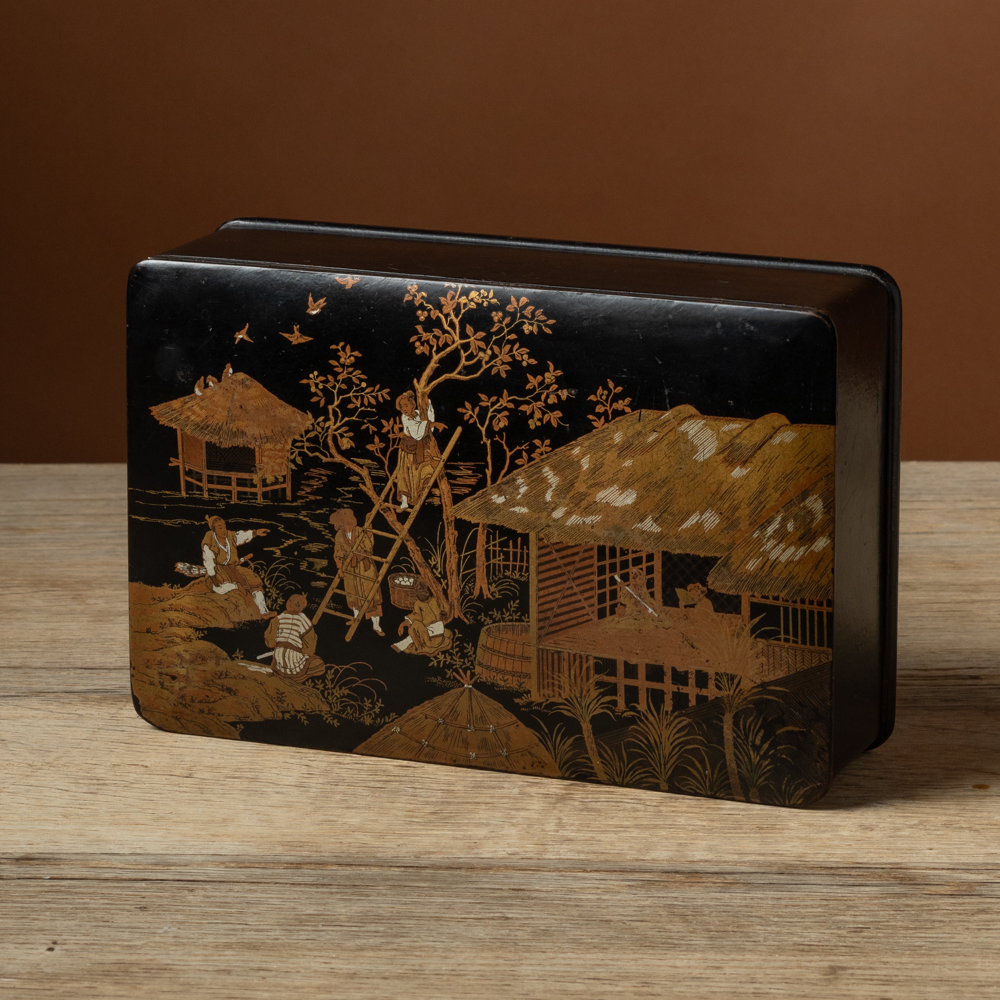 Meiji Period Japanese Black Lacquer Box