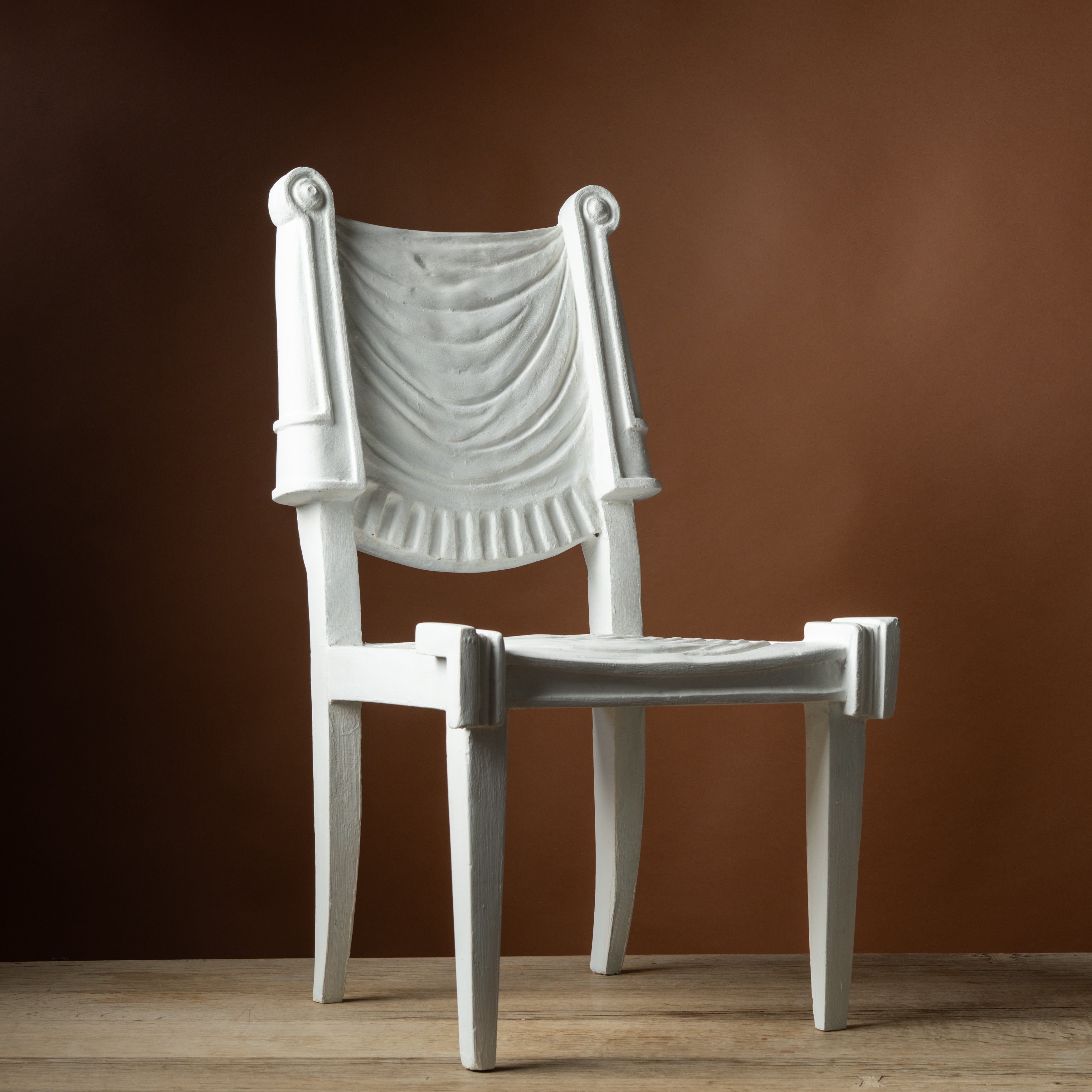 Pair of French Moderne Trompe l'Oeil Plaster Side Chairs c. 1960s