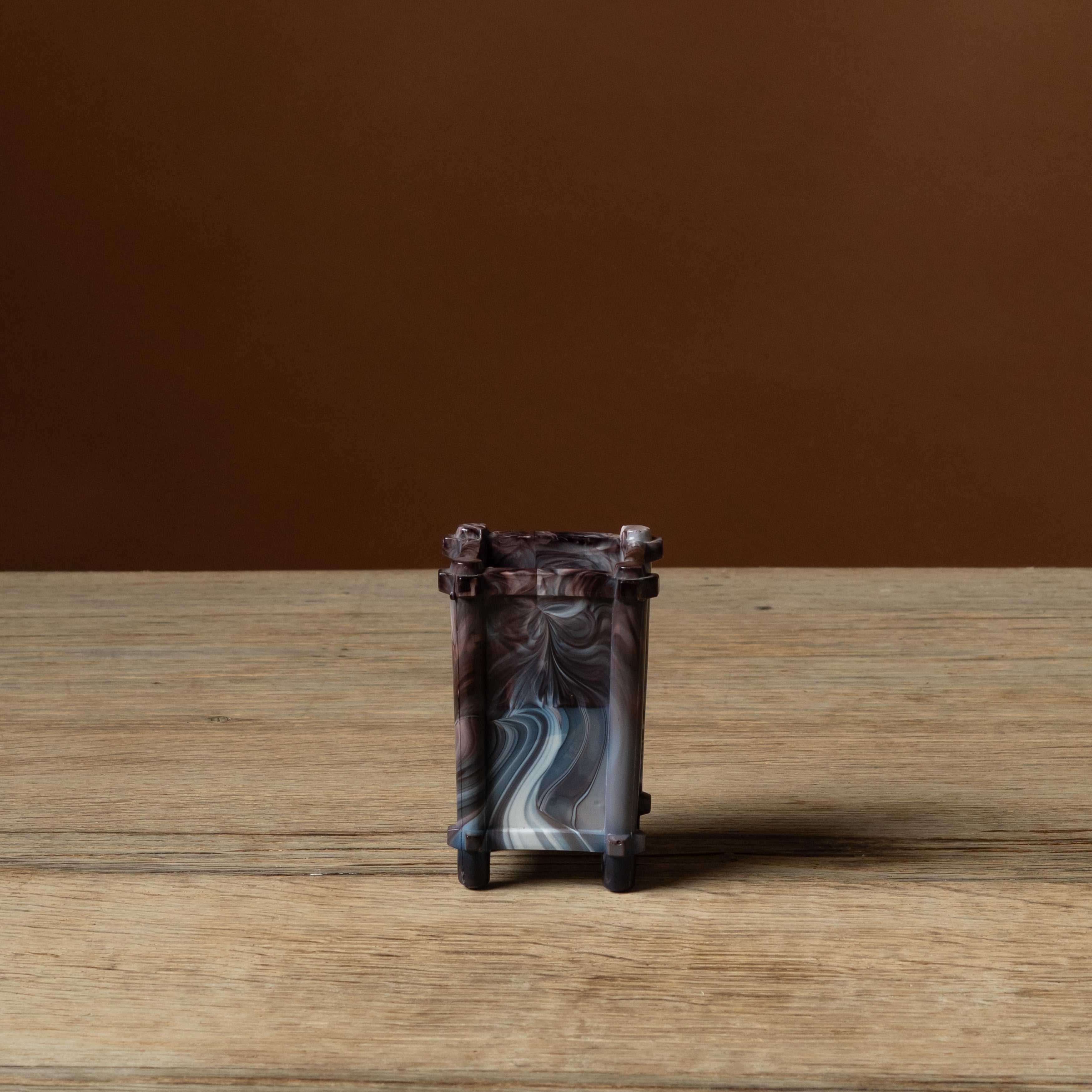 Purple Slag Glass Faux Bamboo Cachepot No. 2