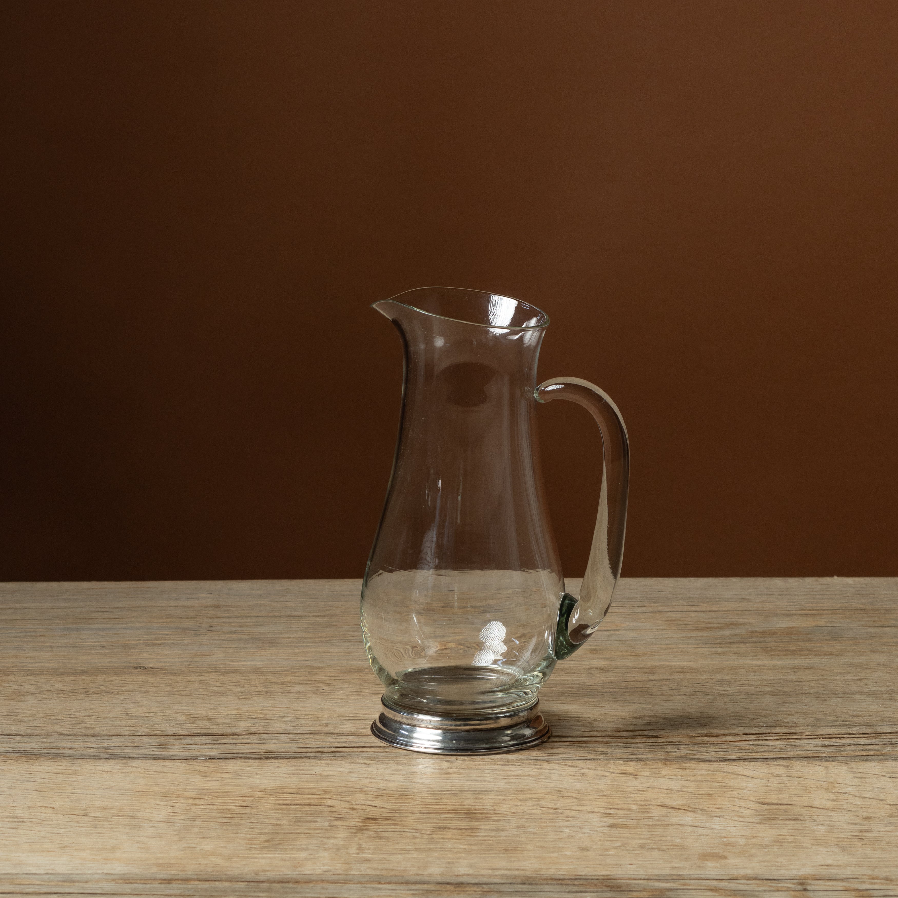 Glass & Sterling Footed Pitcher