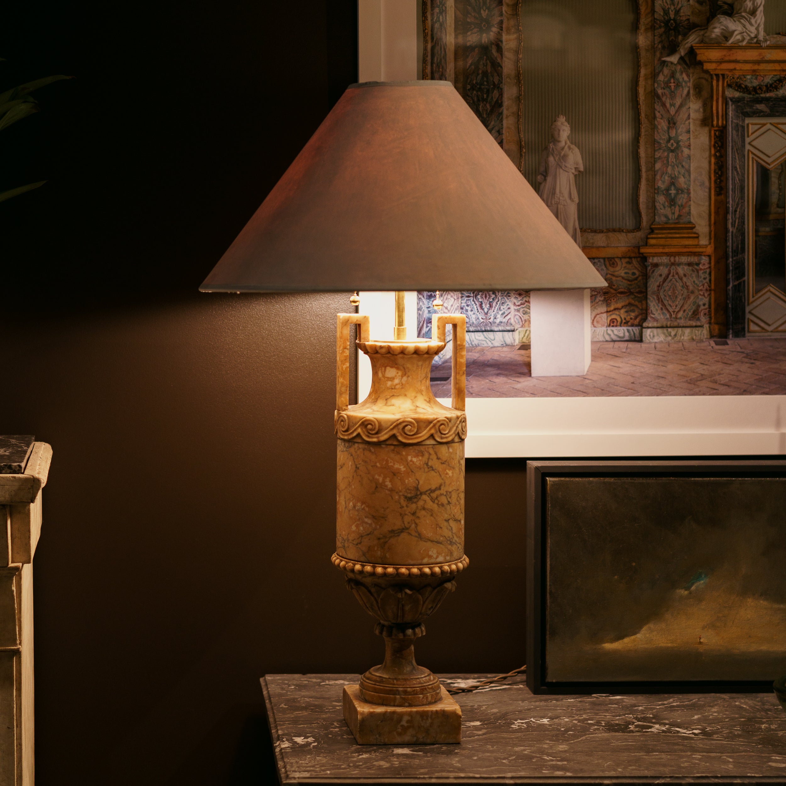 20th C. Italian Grand Tour Marble Lamp