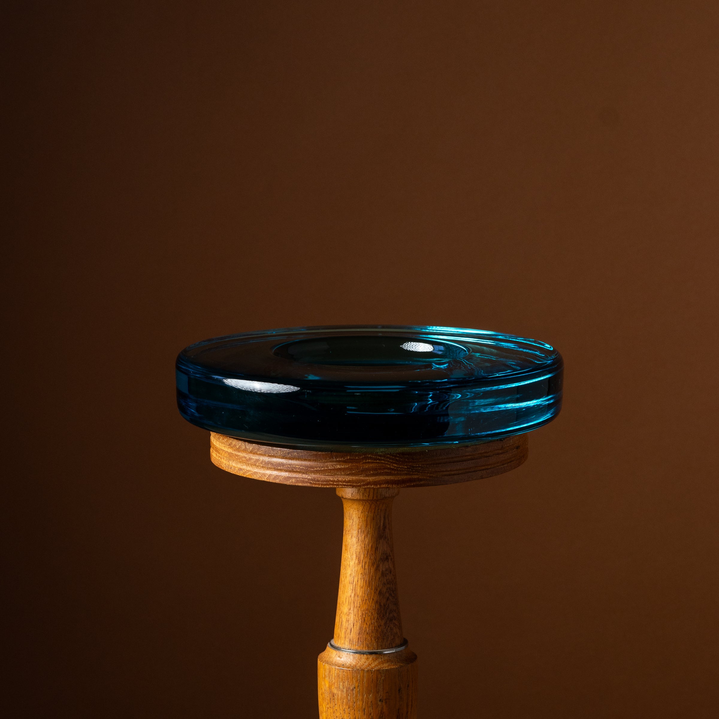 Large Round Aqua Murano Glass Ashtray