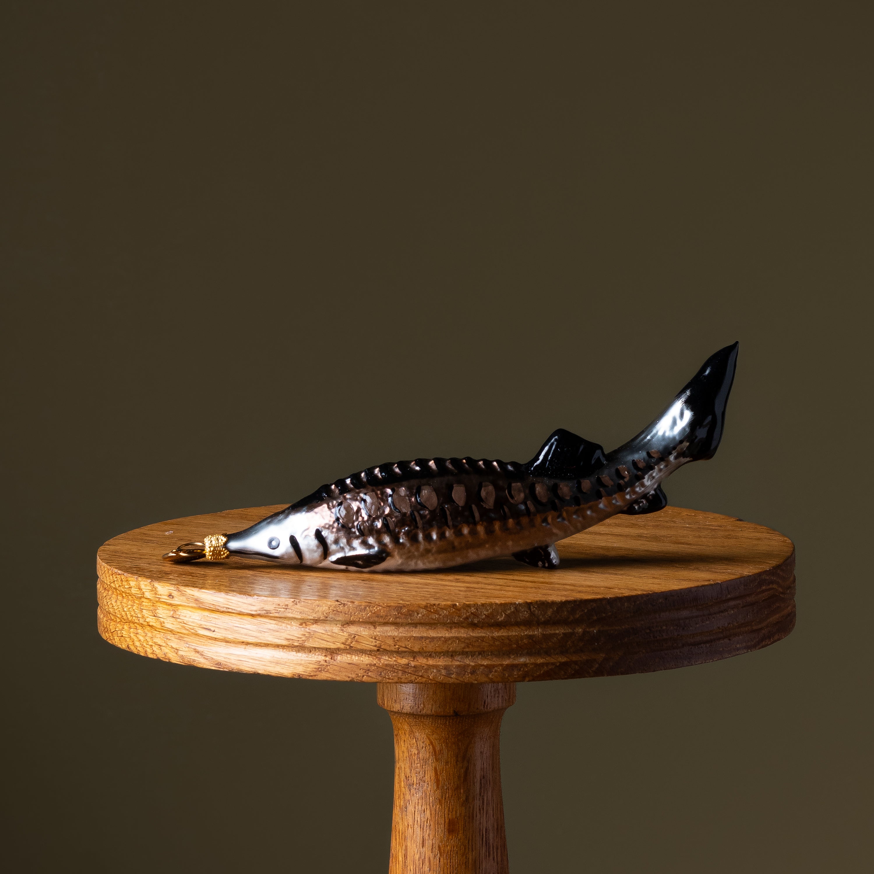 Silver Sturgeon Fish Glass Ornament