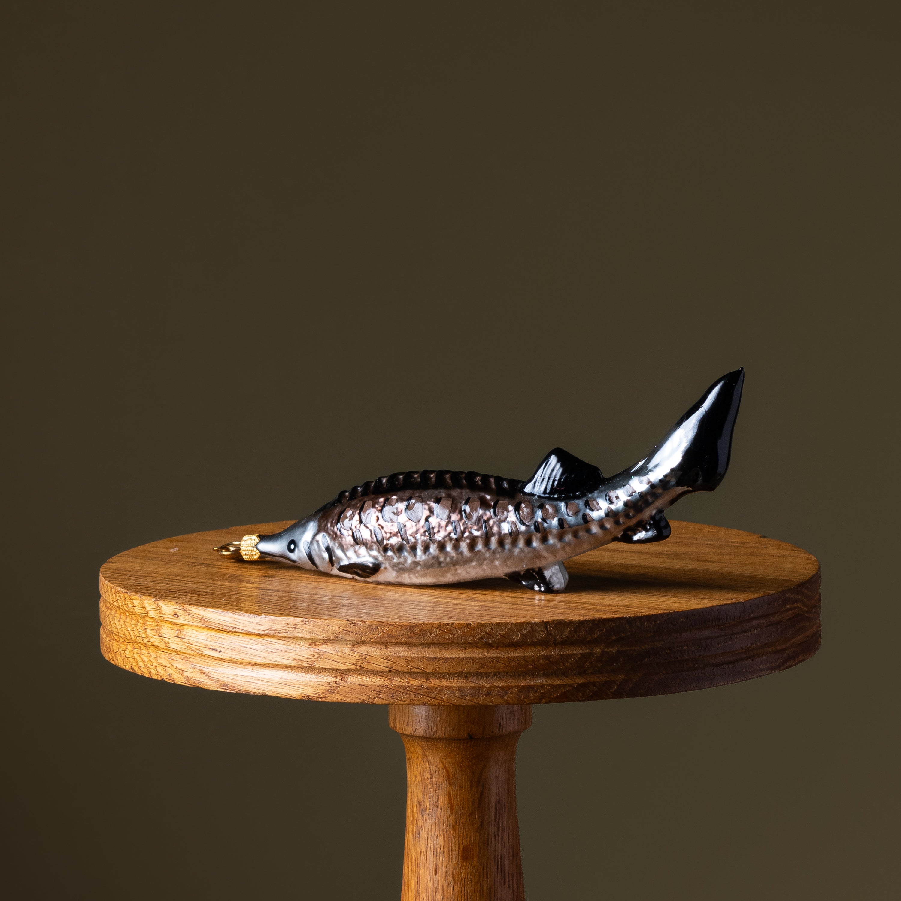 Silver Sturgeon Fish Glass Ornament