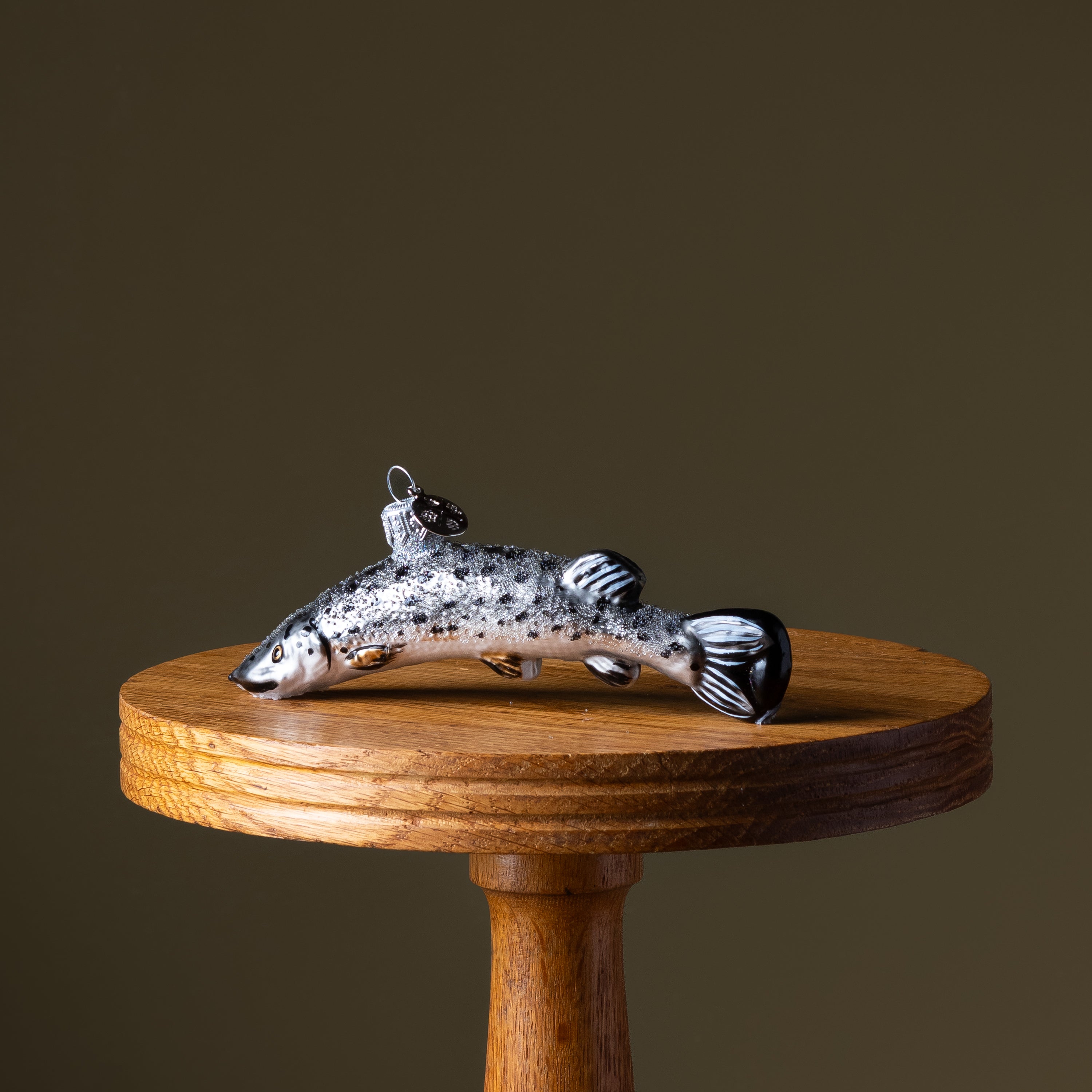 Silver Barracuda Fish Glass Ornament