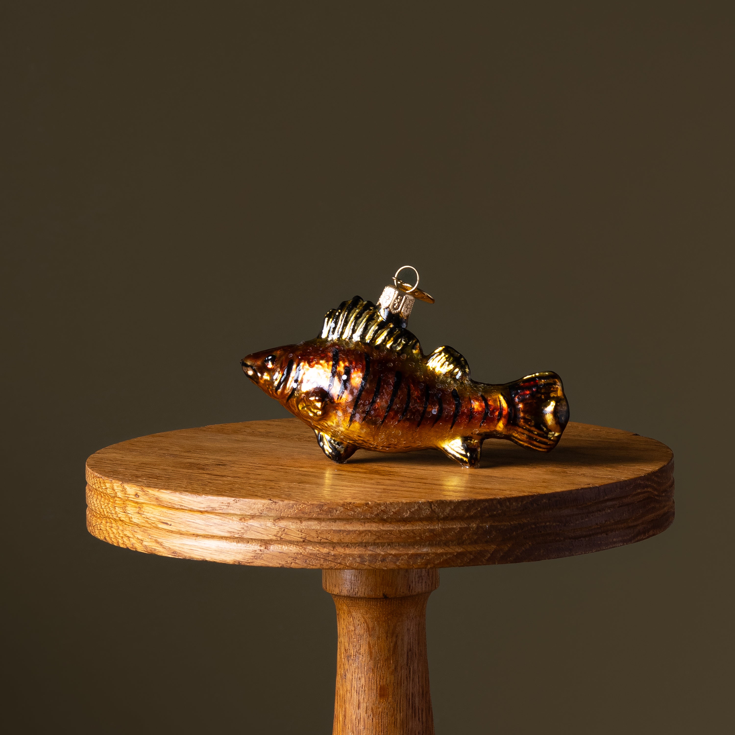 Brown Perch Fish Glass Ornament