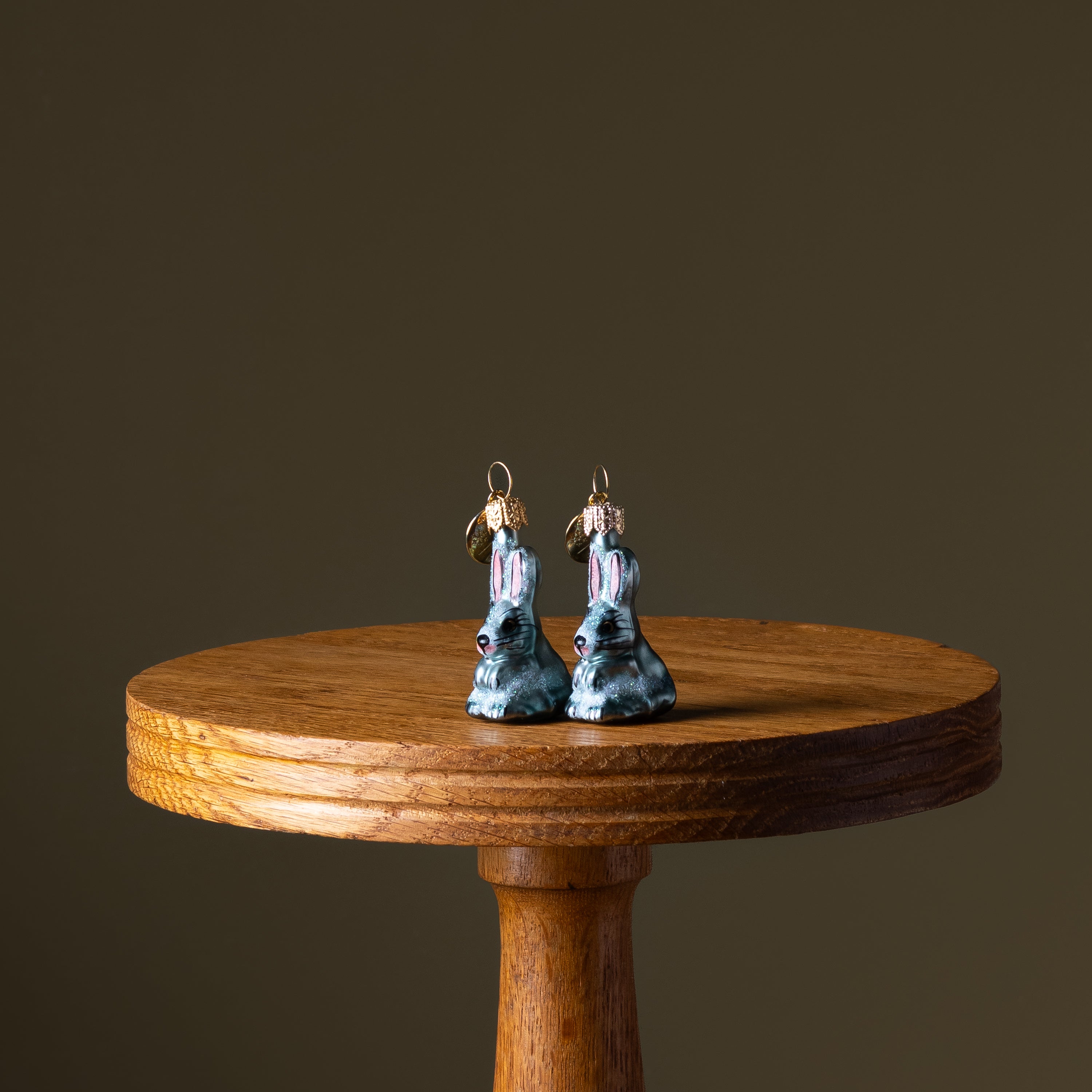 Mini Blue Bunny Rabbit Glass Ornament