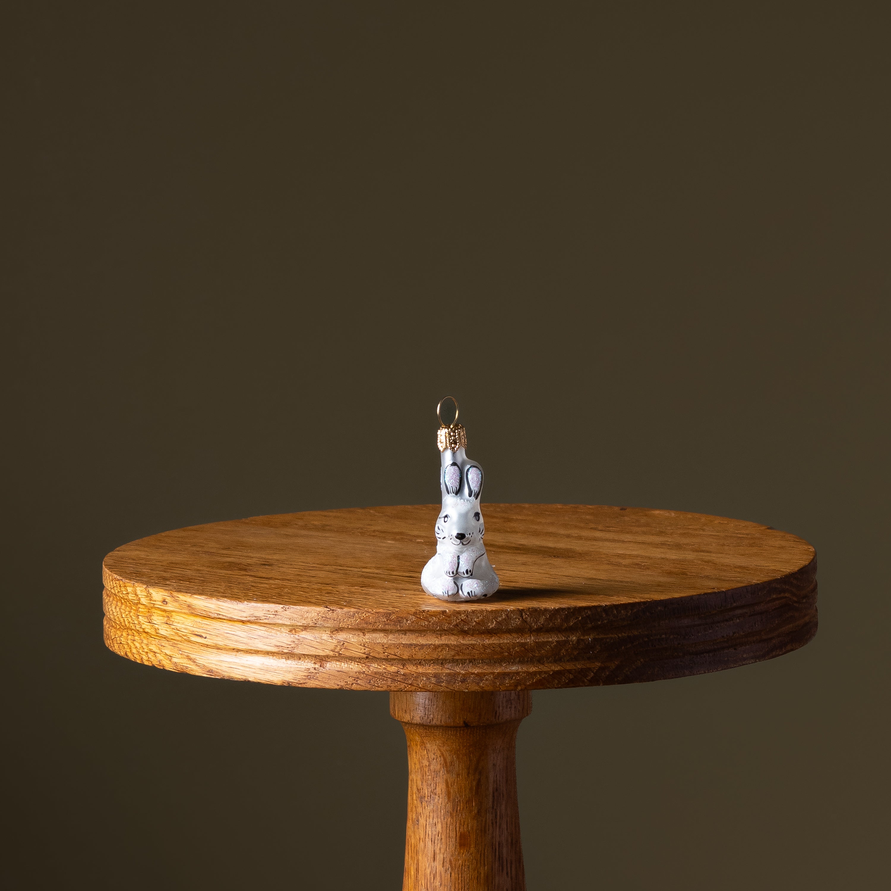 Mini White Bunny Rabbit Glass Ornament