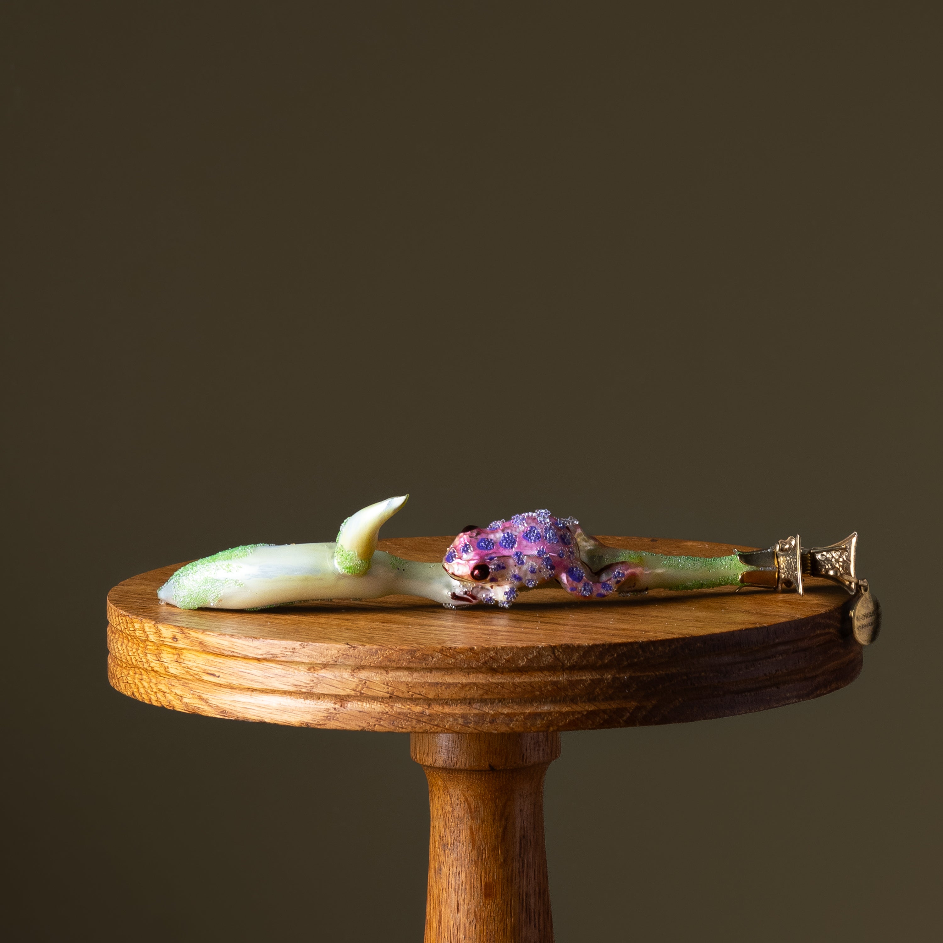 Purple Frog on Frogfruit Clip Glass Ornament