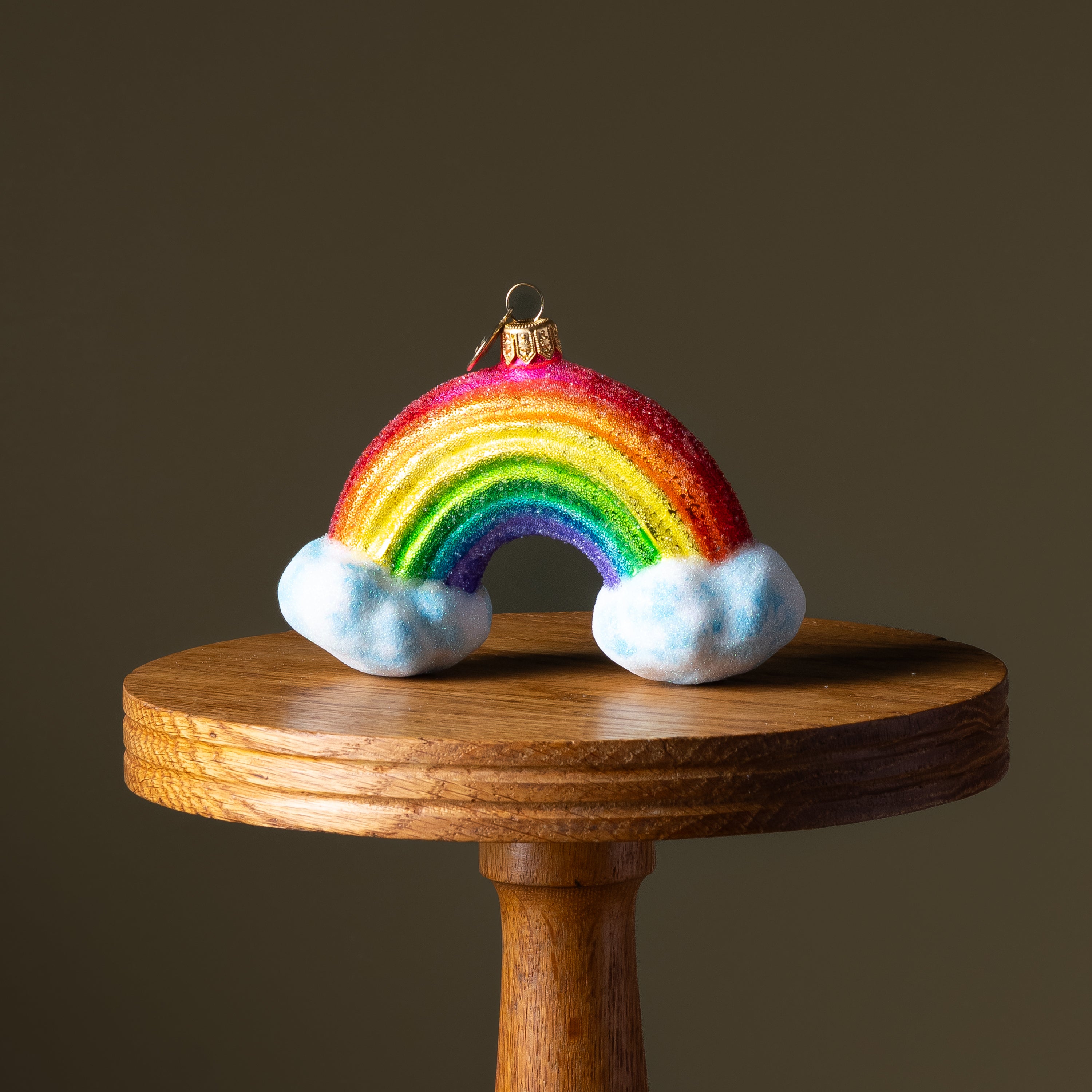 Frosted Rainbow & Cloud Glass Ornament
