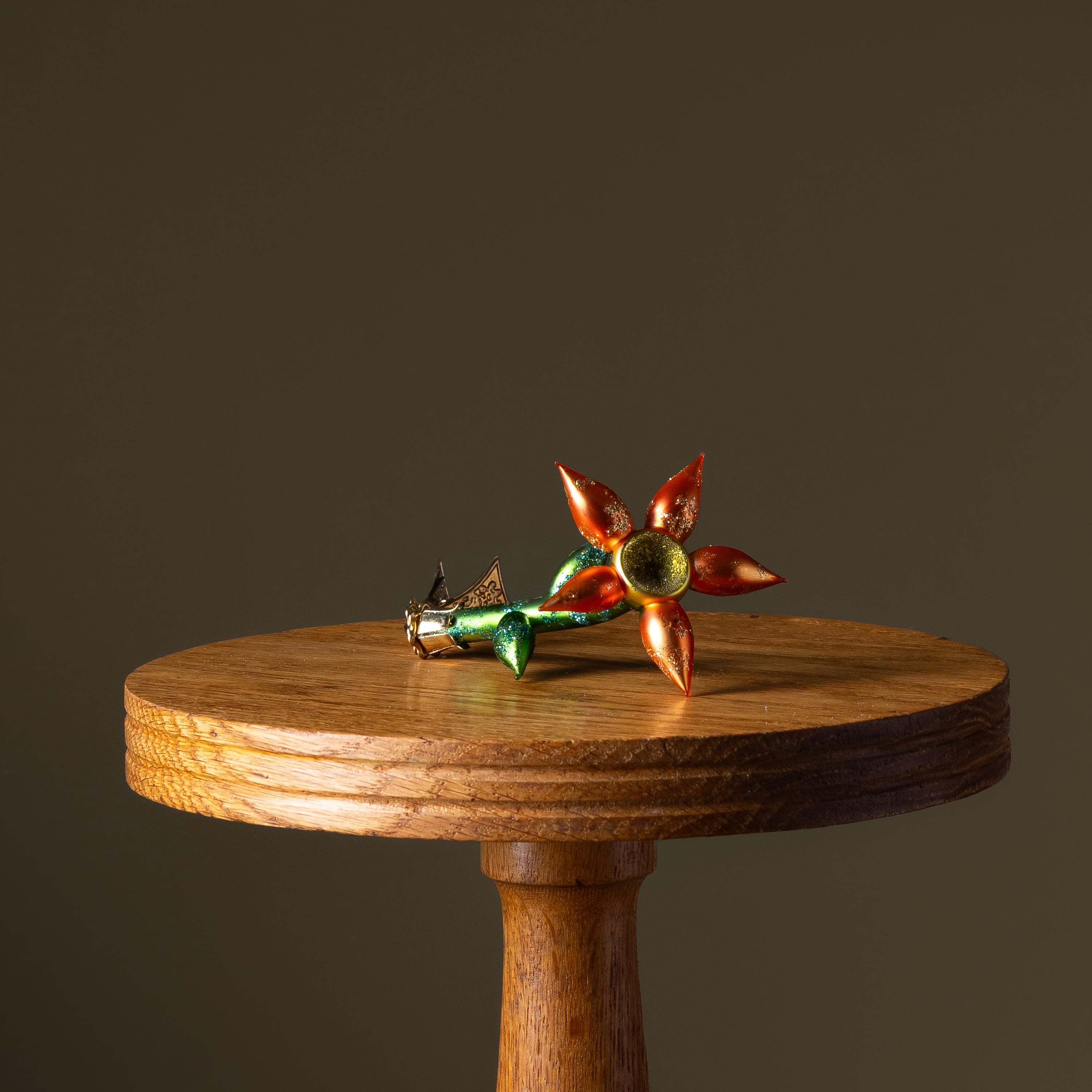Orange Flower Clip Glass Ornament