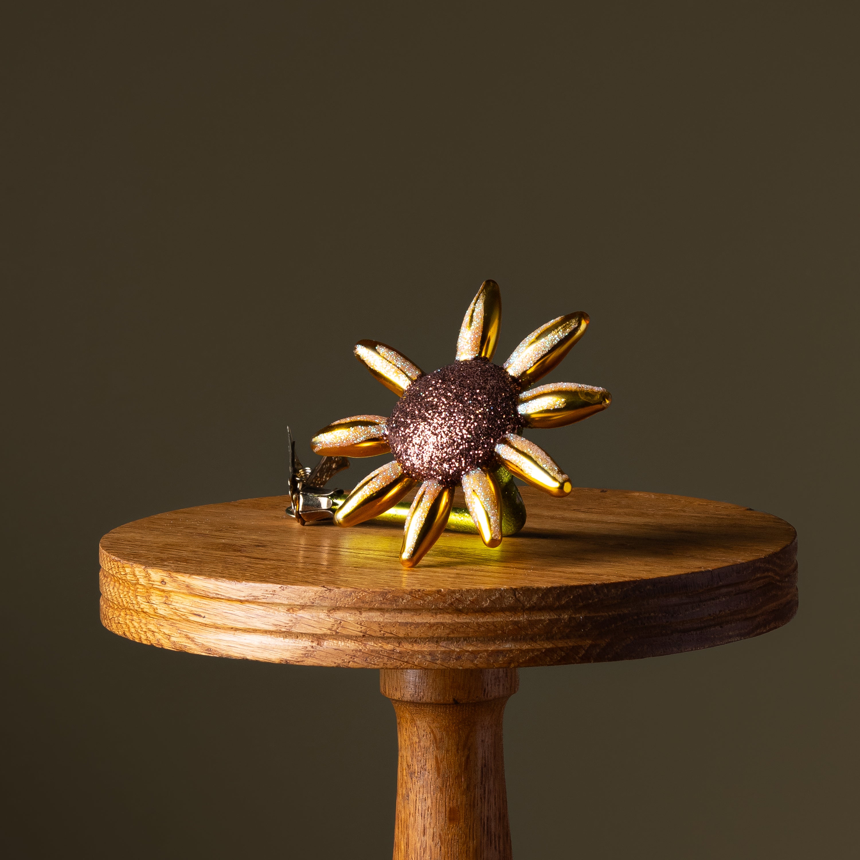 Sunflower Clip Glass Ornament