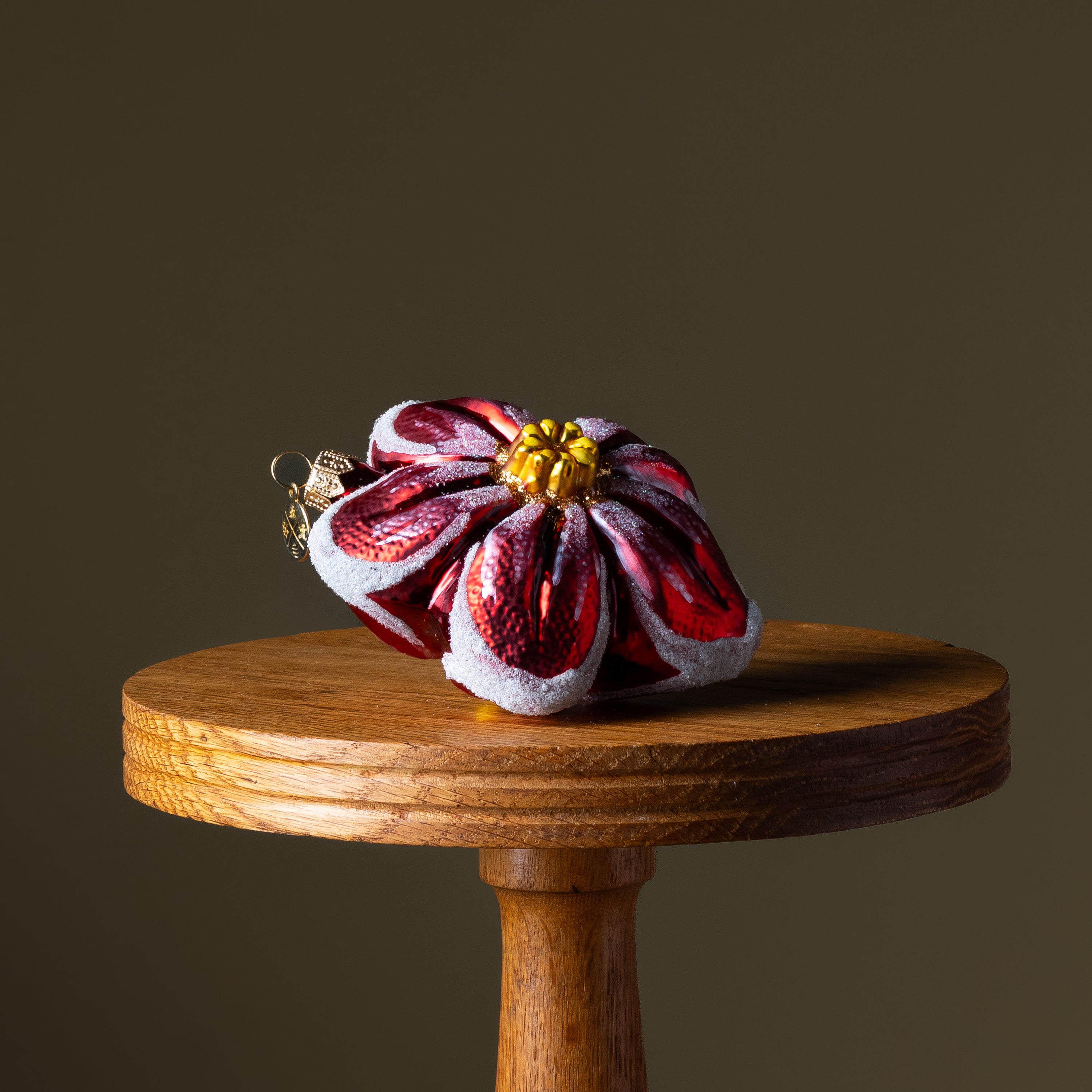 Red Magnolia Blossom Glass Ornament