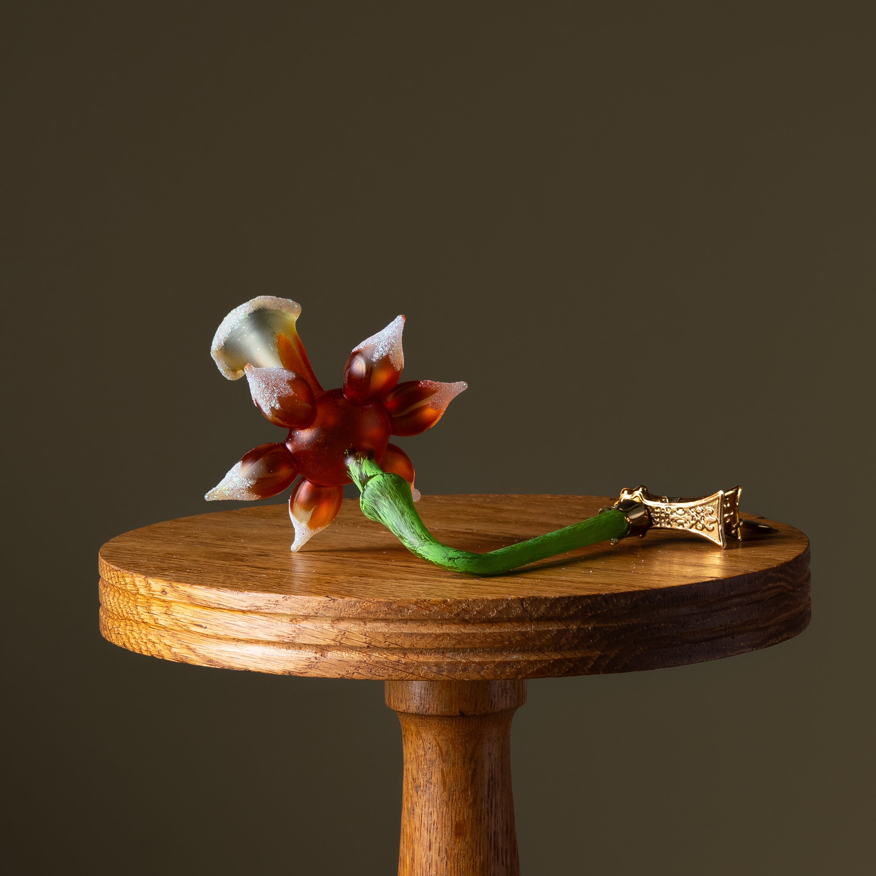 Orange Daffodil Flower Clip Glass Ornament