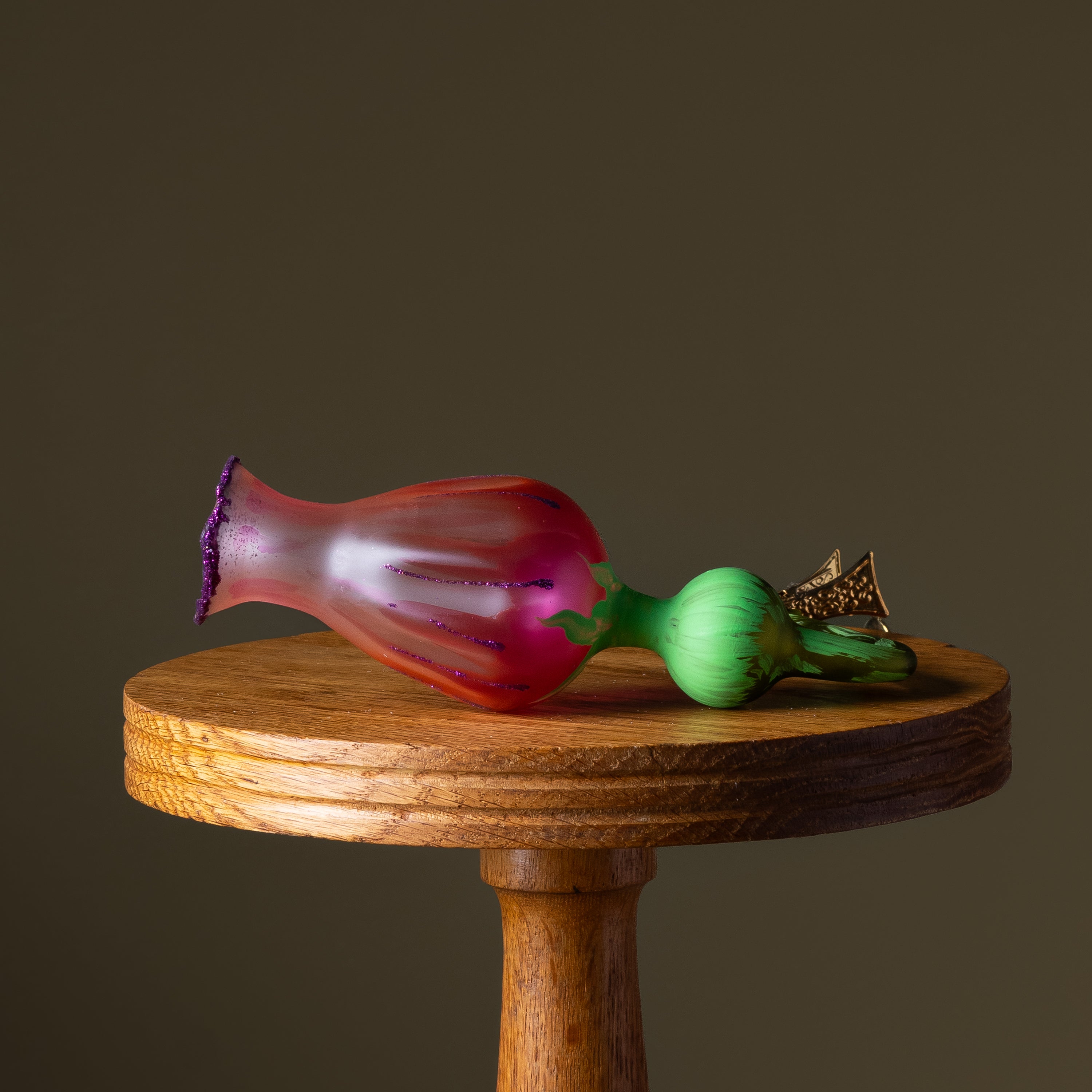 Pink Bellflower Clip Glass Ornament