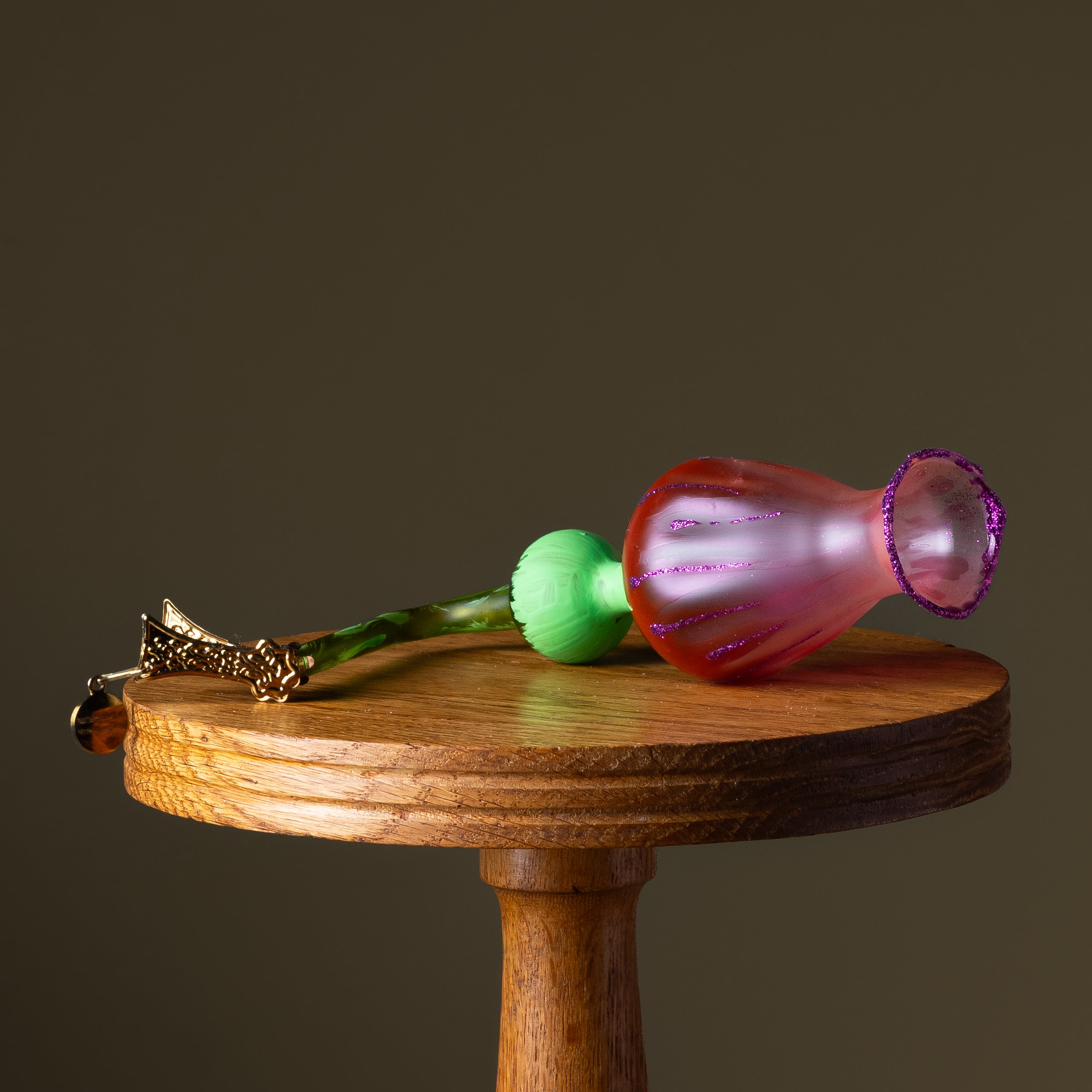 Pink Bellflower Clip Glass Ornament