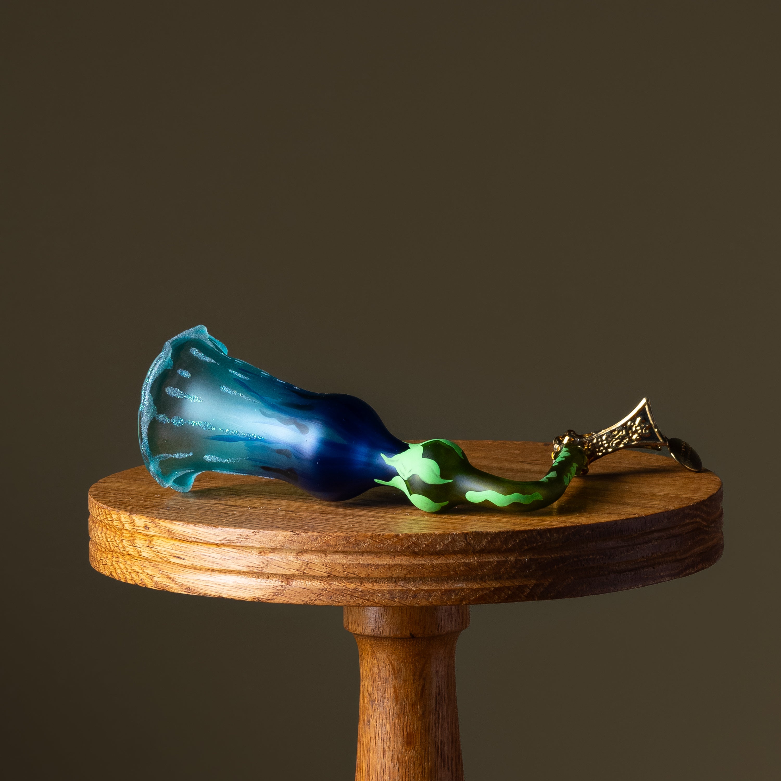 Blue Bellflower Clip Glass Ornament