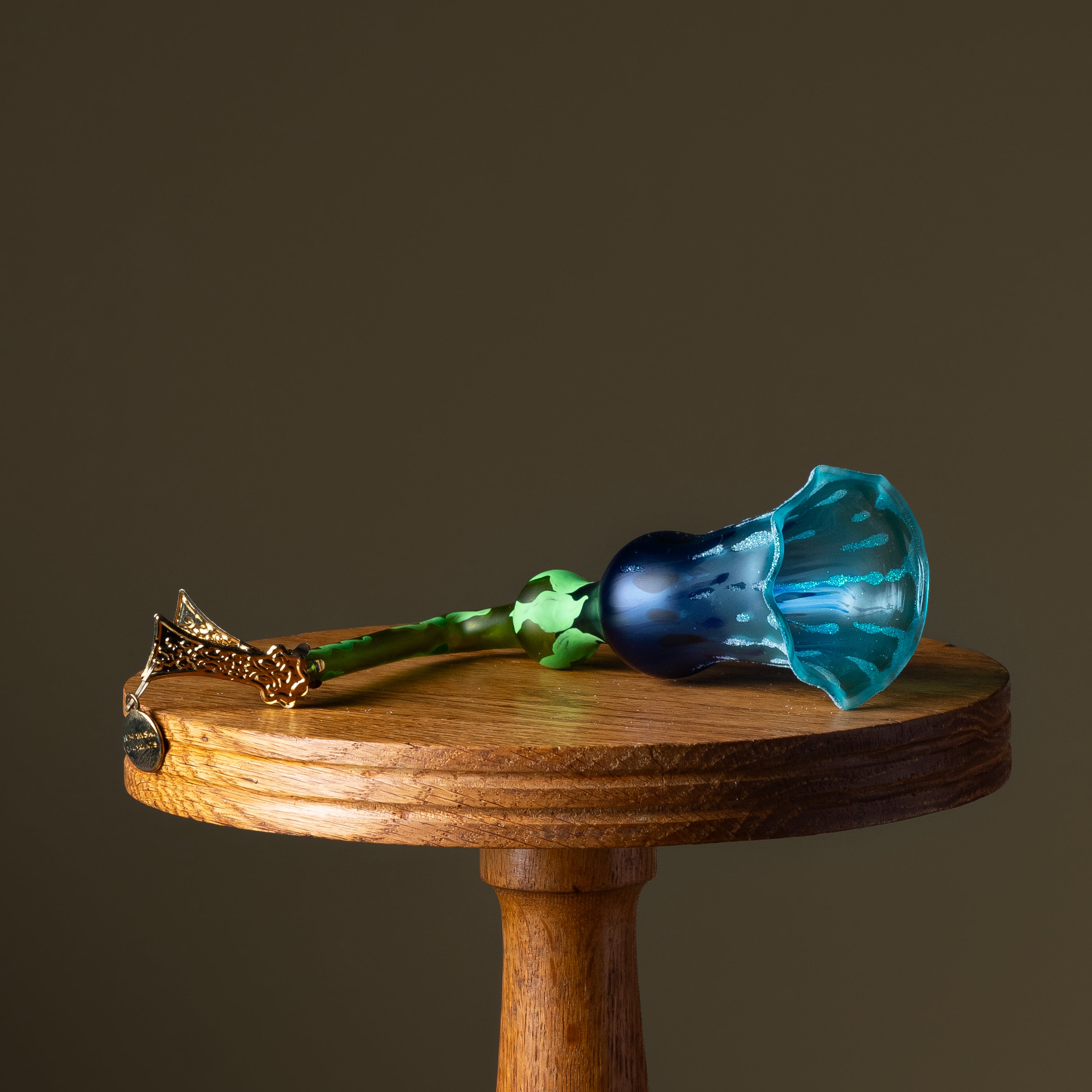 Blue Bellflower Clip Glass Ornament