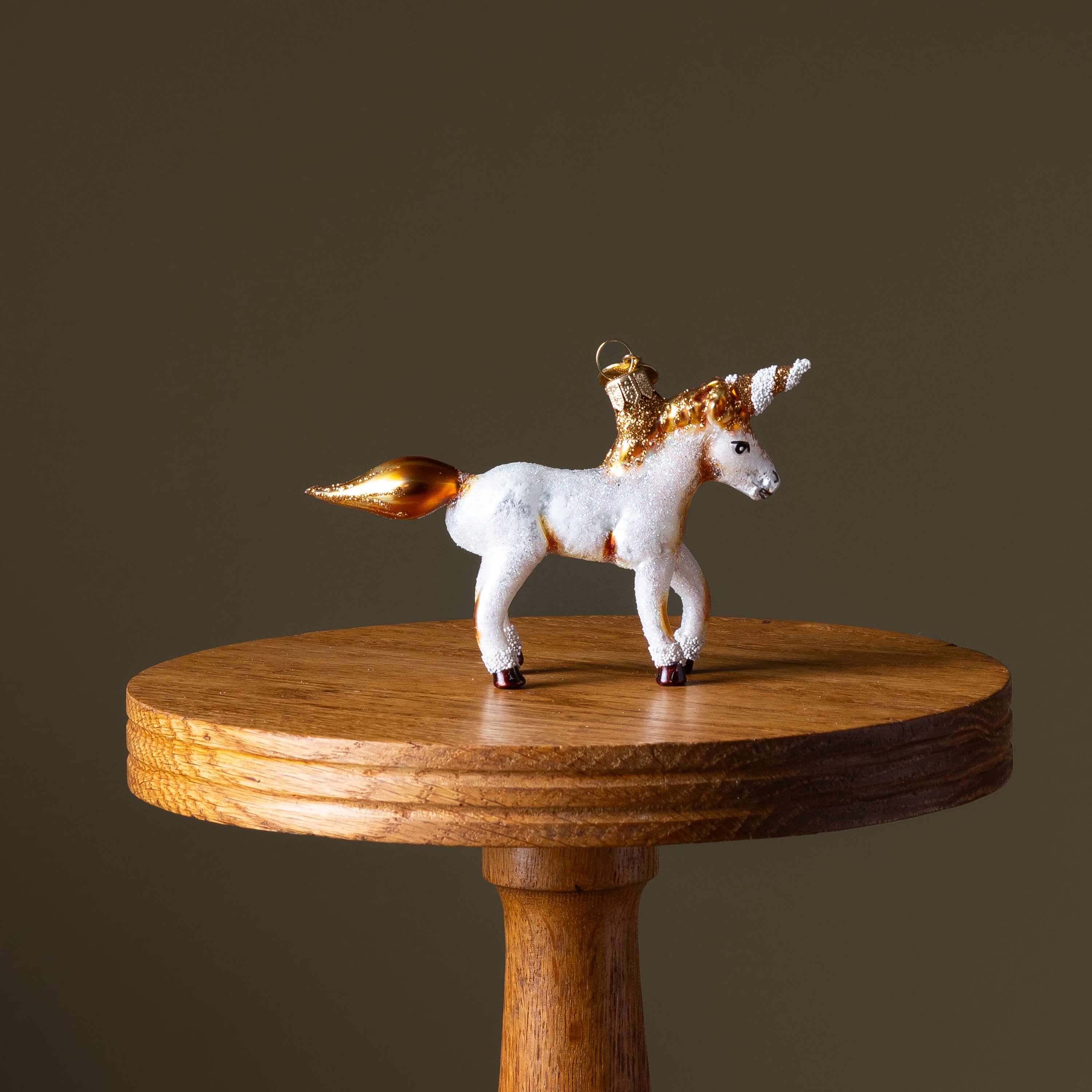 Gold Unicorn Glass Ornament