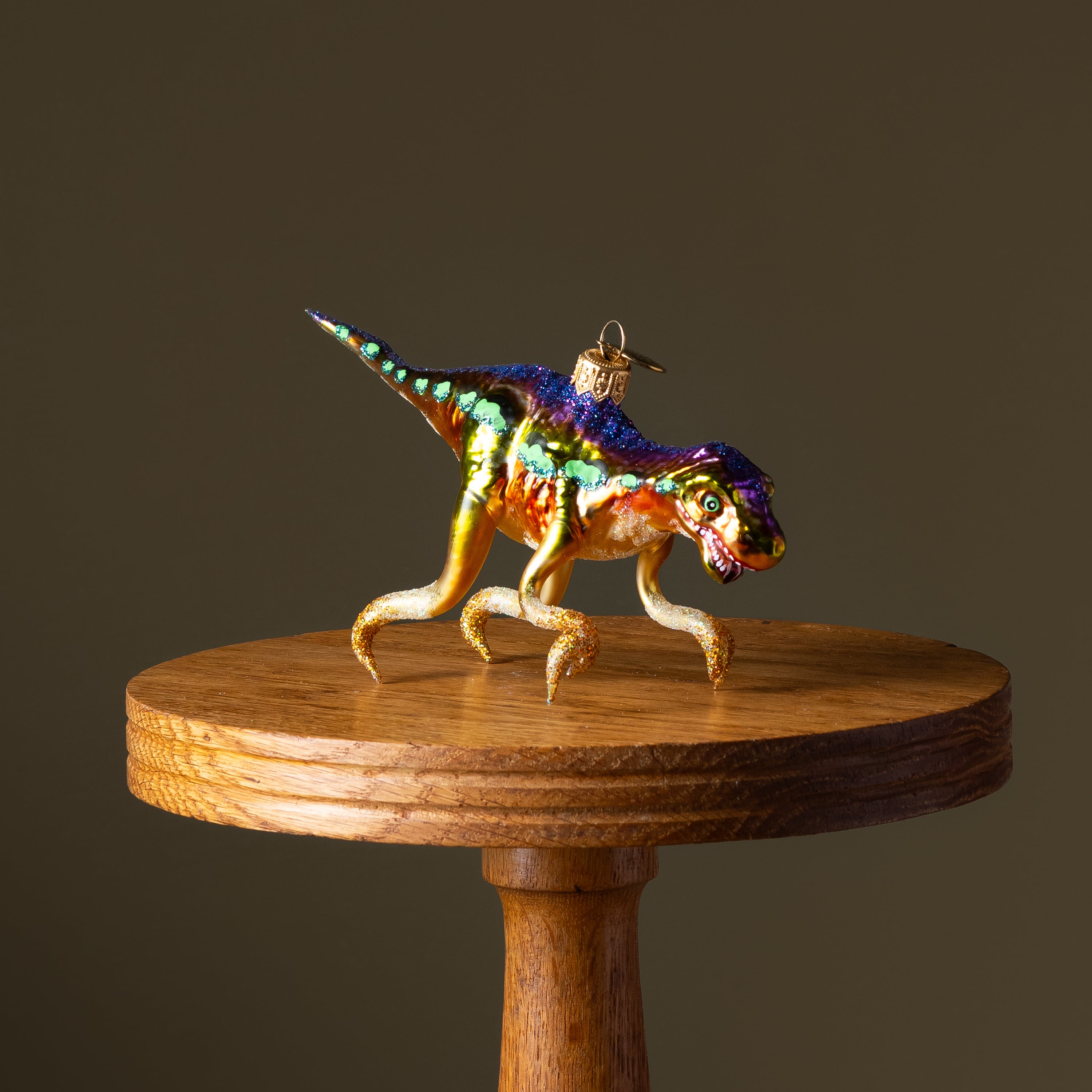 Multicolor Velociraptor Glass Ornament