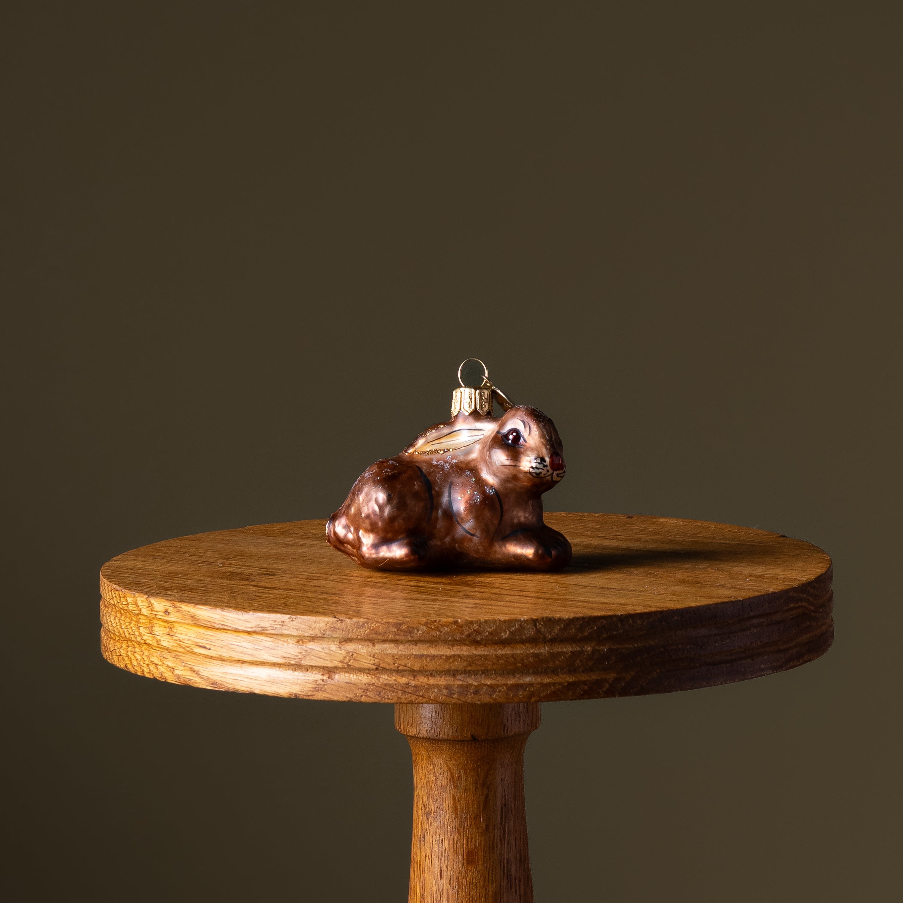 Brown Bunny Glass Ornament