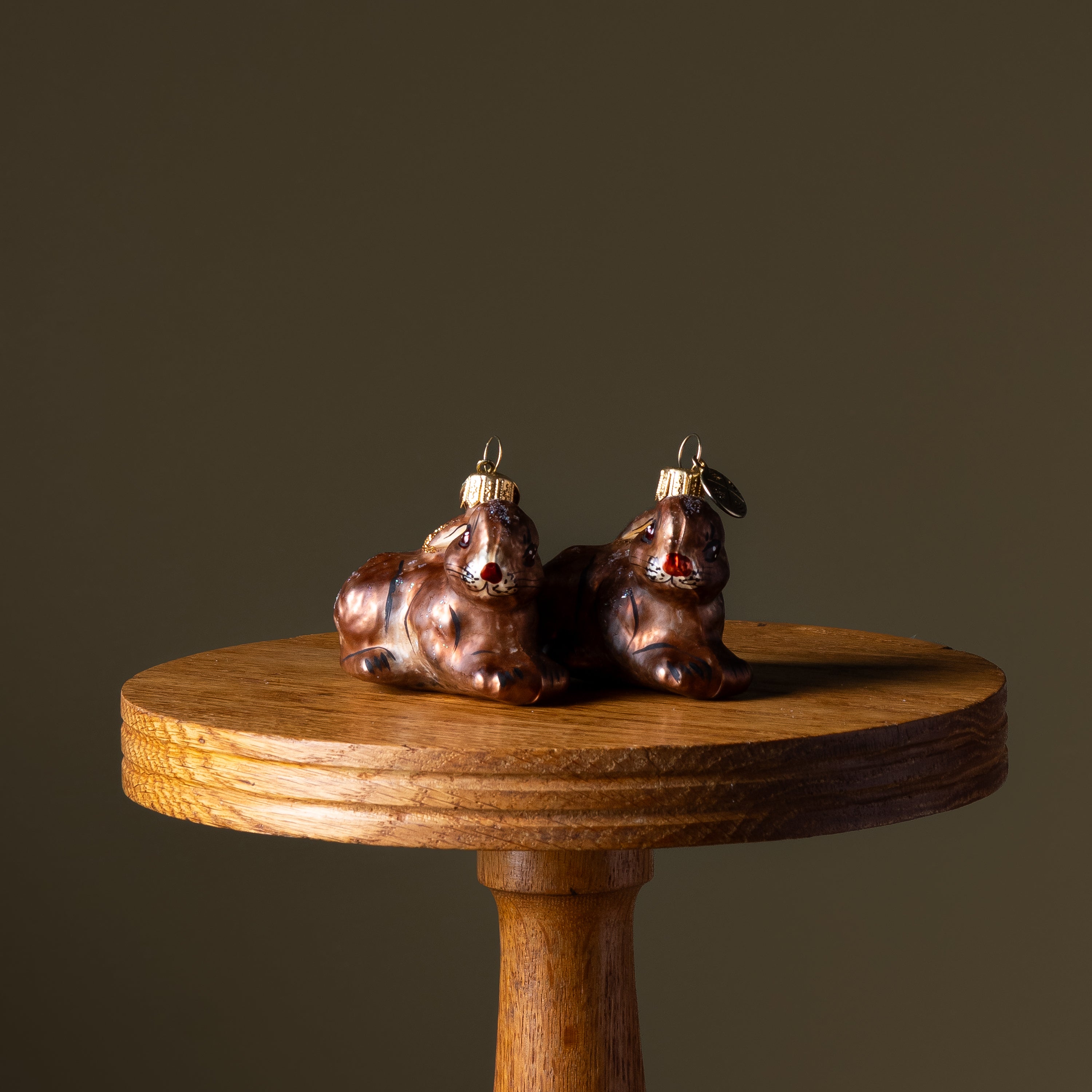 Brown Bunny Glass Ornament