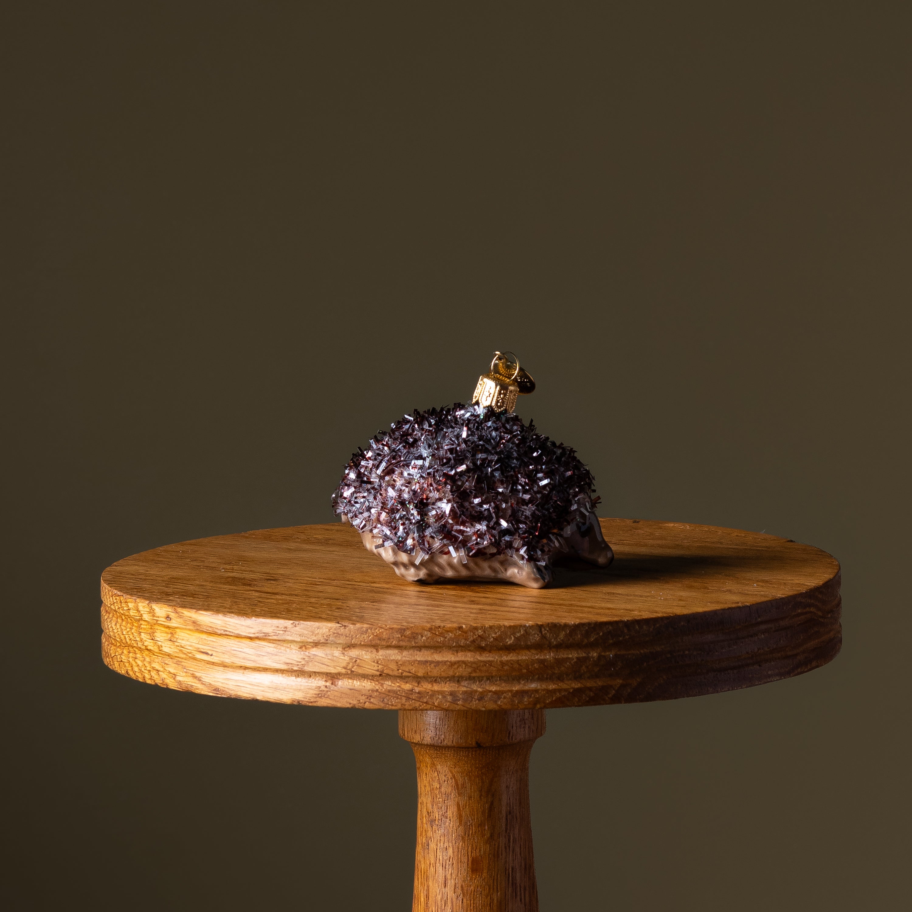 Brown Porcupine Glass Ornament