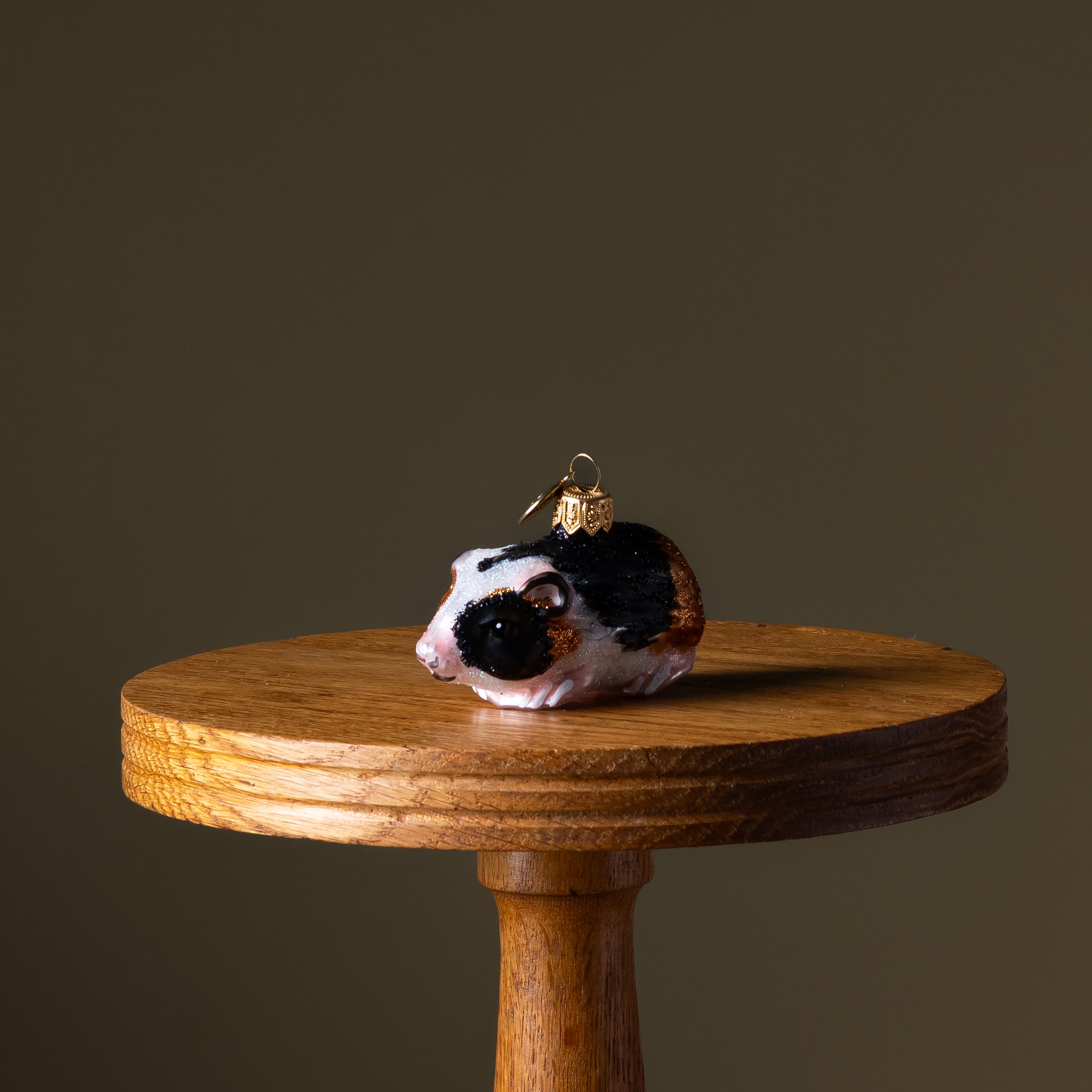 Tortoise & White Guinea Pig Glass Ornament