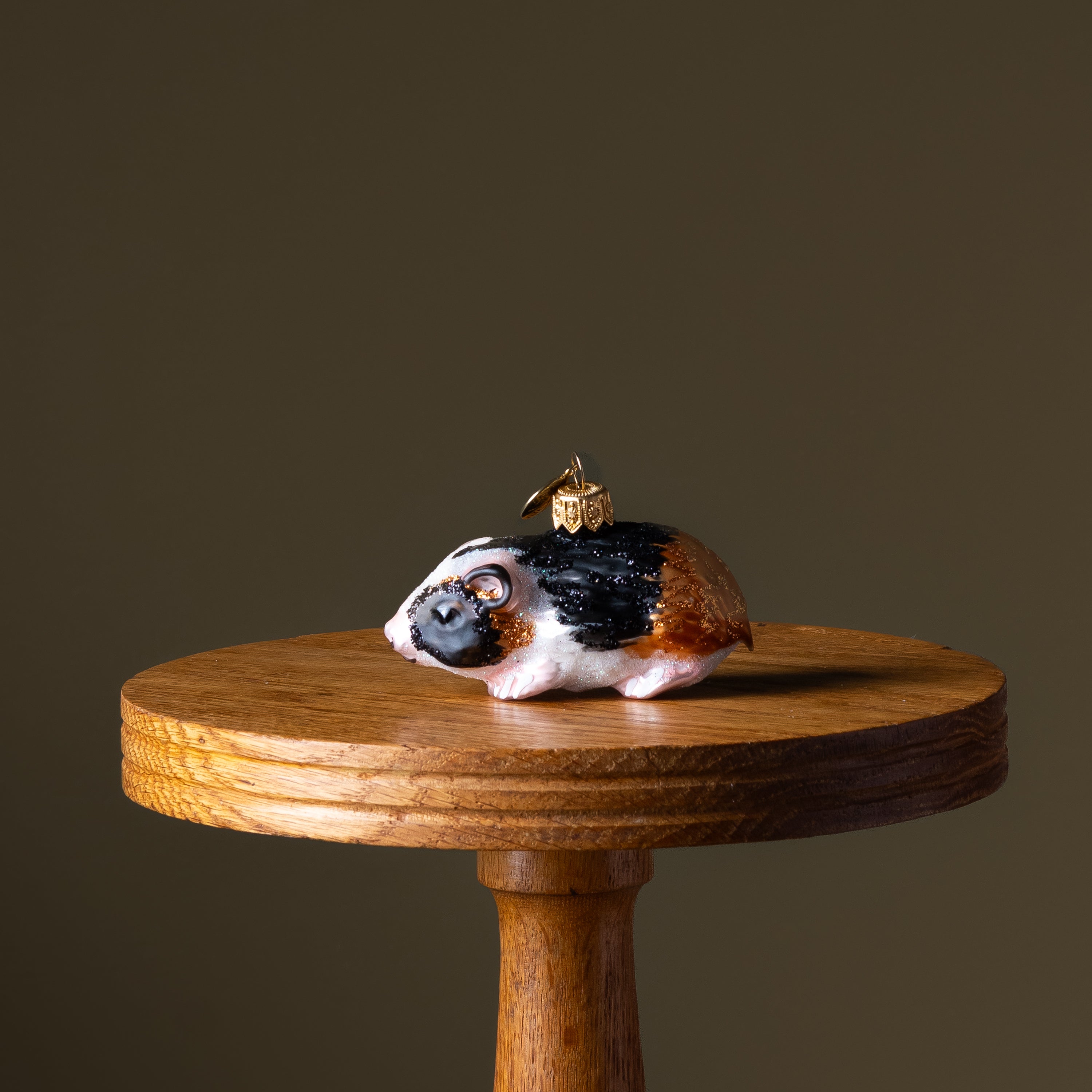 Tortoise & White Guinea Pig Glass Ornament